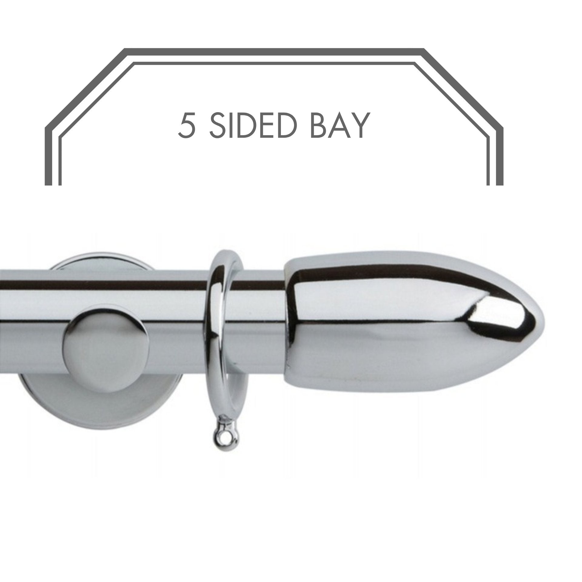 Hallis Neo Chrome Bullet 5-Sided Bay Window Curtain Pole Set
