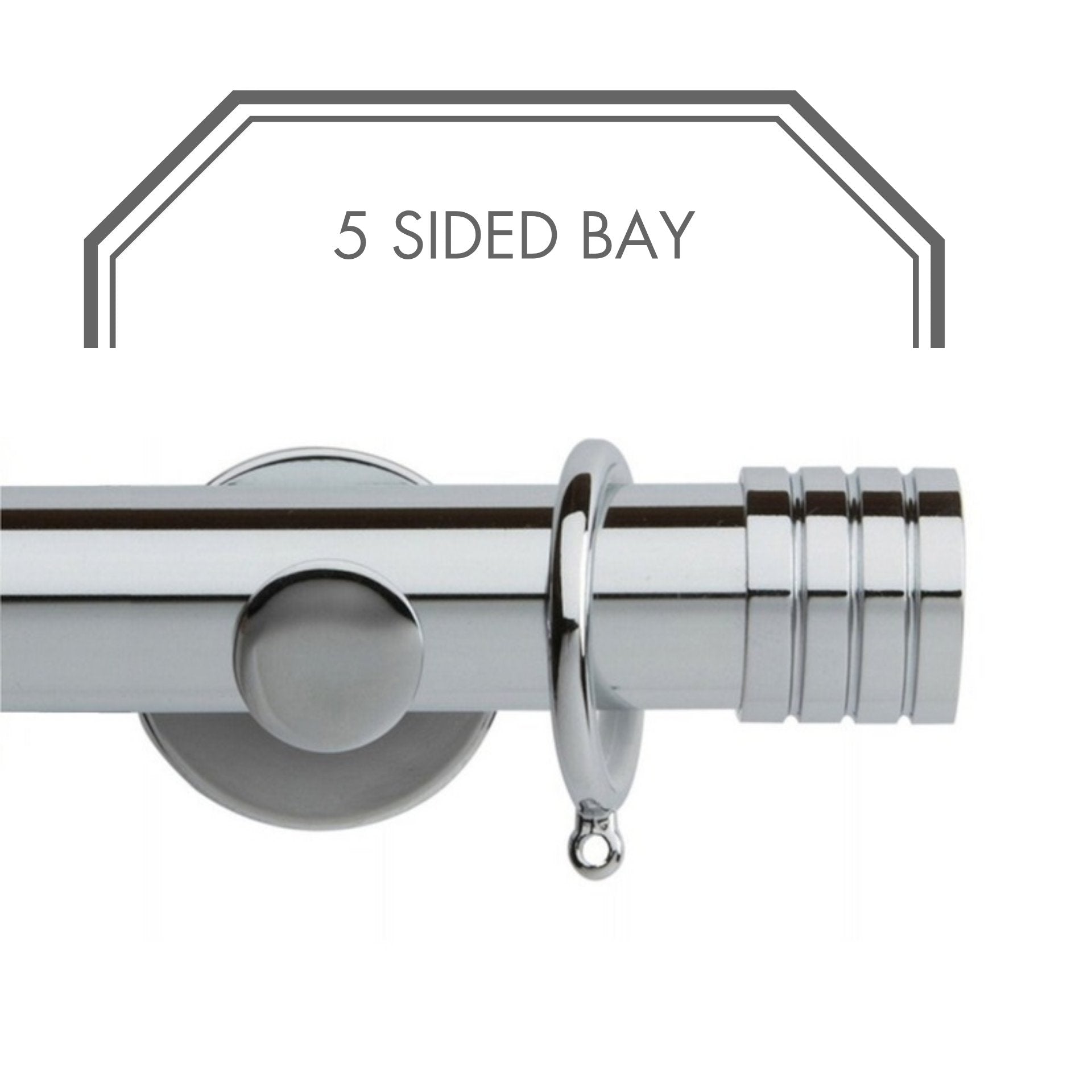 Hallis Neo Chrome Stud 5-Sided Bay Window Curtain Pole Set