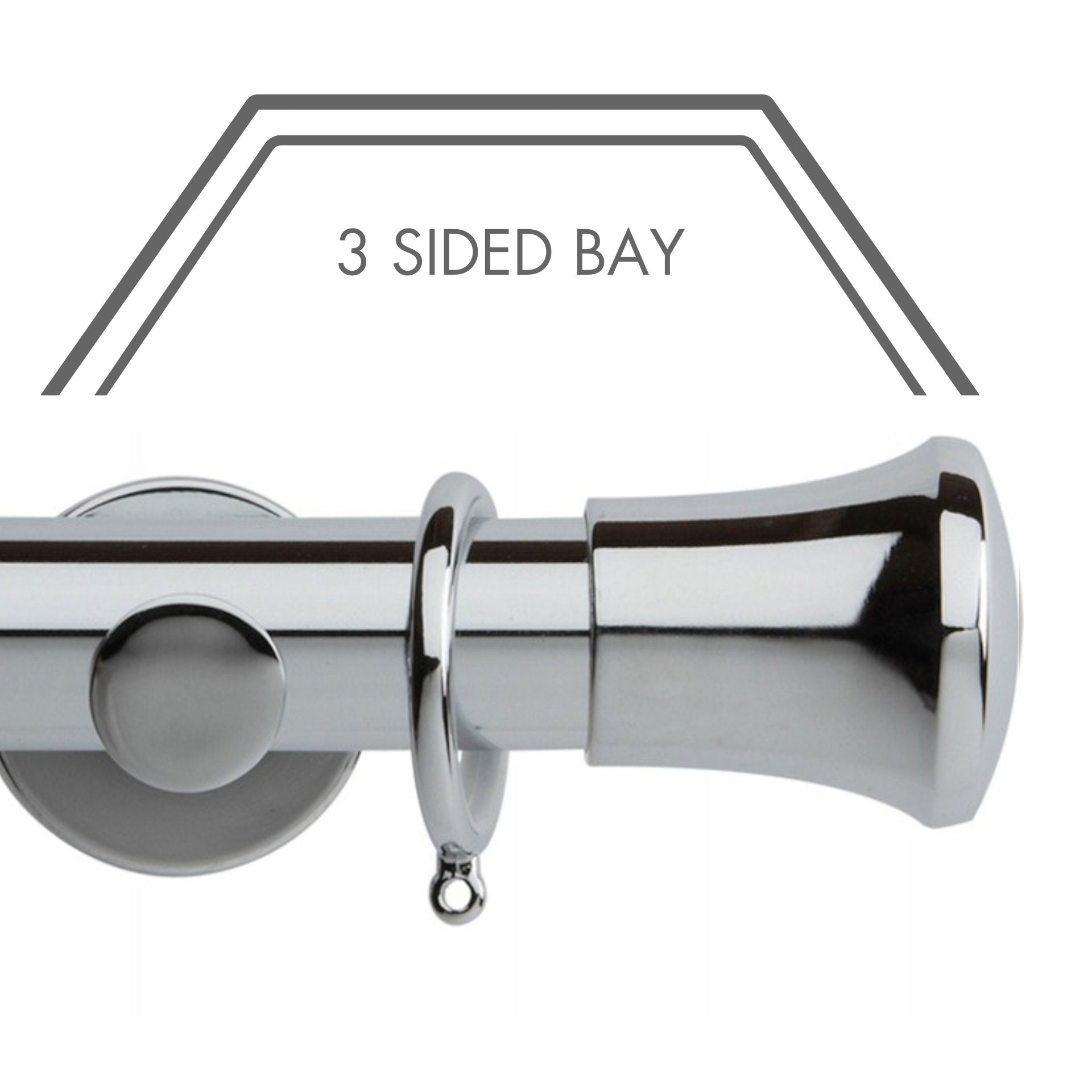 Hallis Neo Chrome Trumpet 3-Sided Bay Window Curtain Pole Set