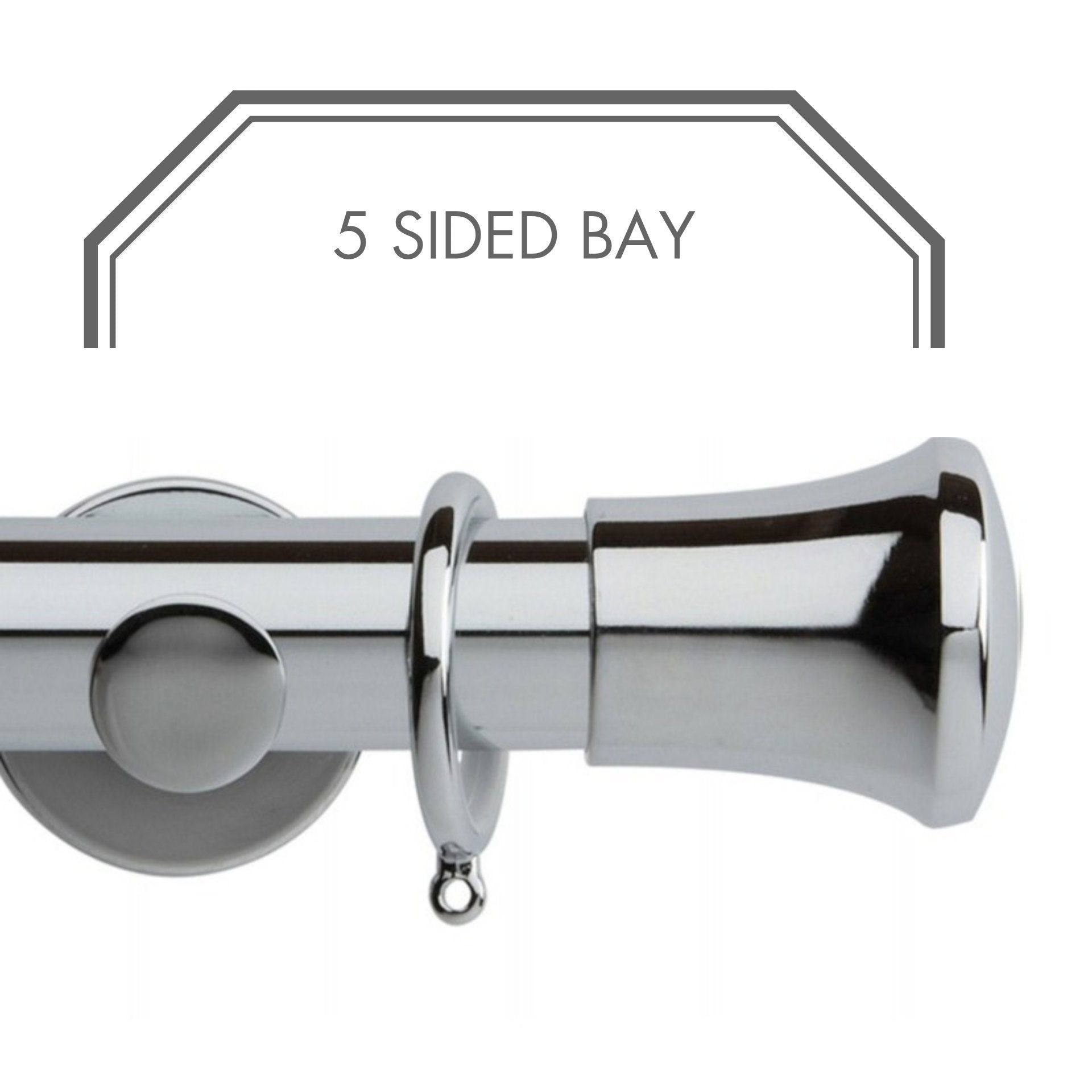 Hallis Neo Chrome Trumpet 5-Sided Bay Window Curtain Pole Set