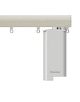 Silent Gliss 7670 Motorised Metropole in Ecru with flush endcap and pole mounted motor