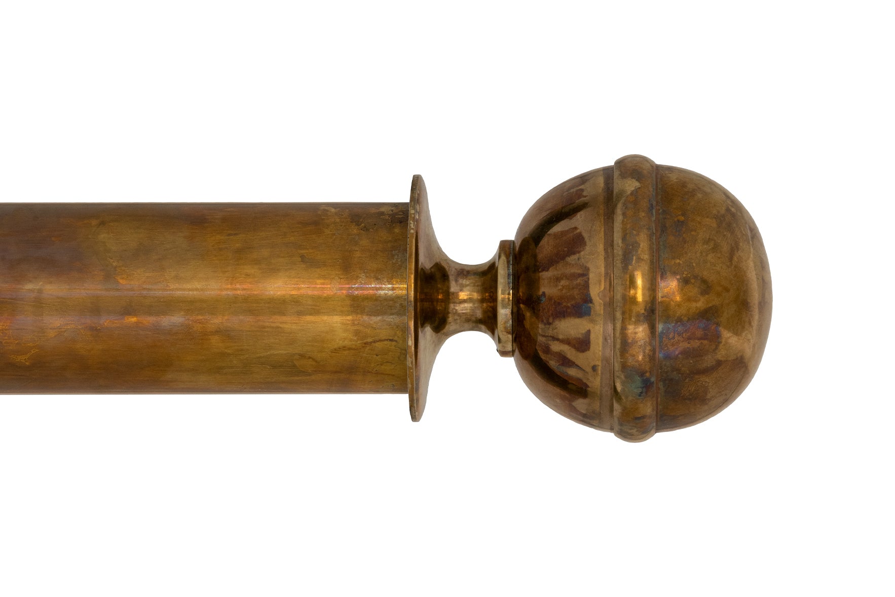 Tillys Classic One Rib Ball Finial Curtain Pole Set in Old Brass