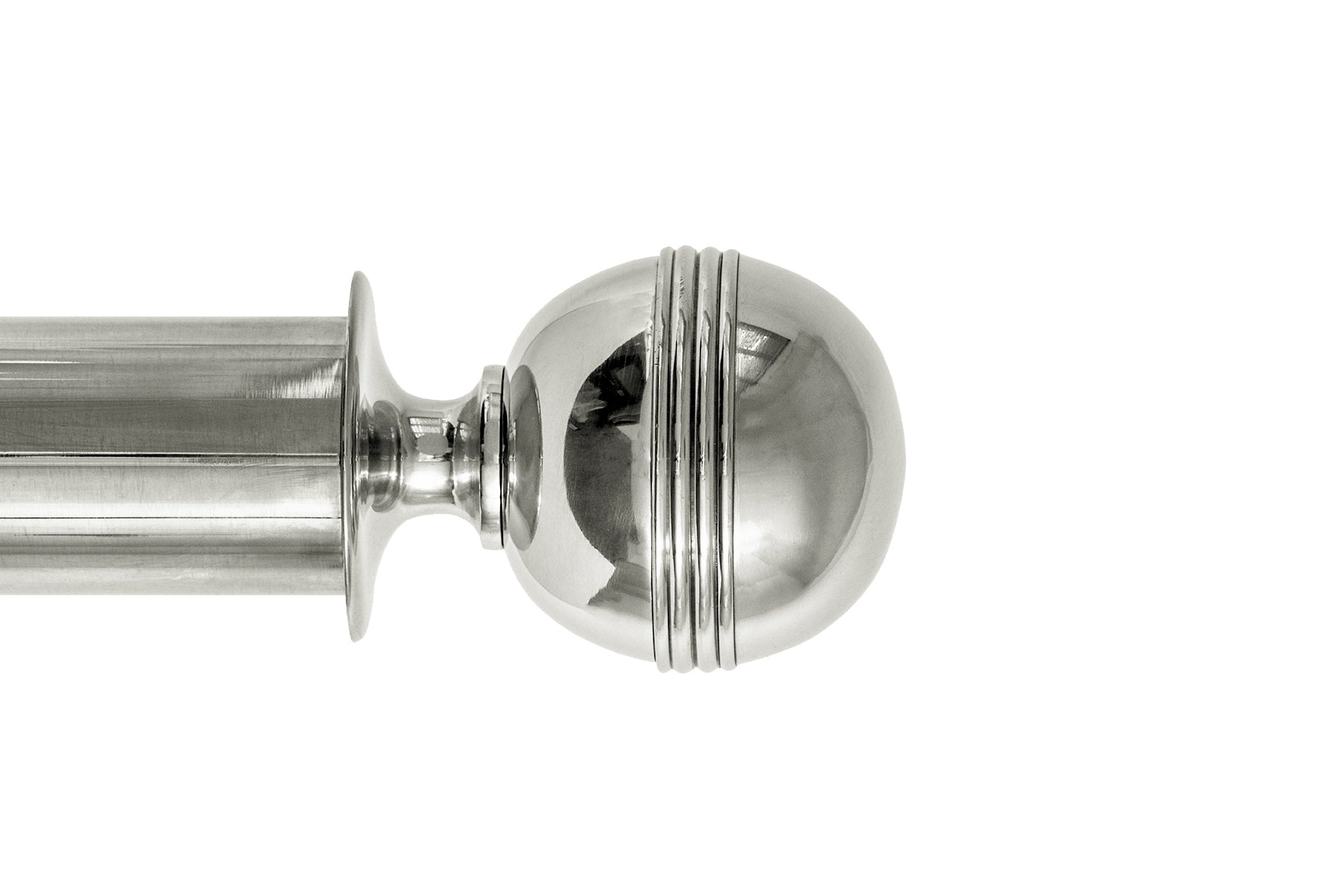 Tillys Classic Four Rib Ball Finial Curtain Pole Set in Polished Nickel
