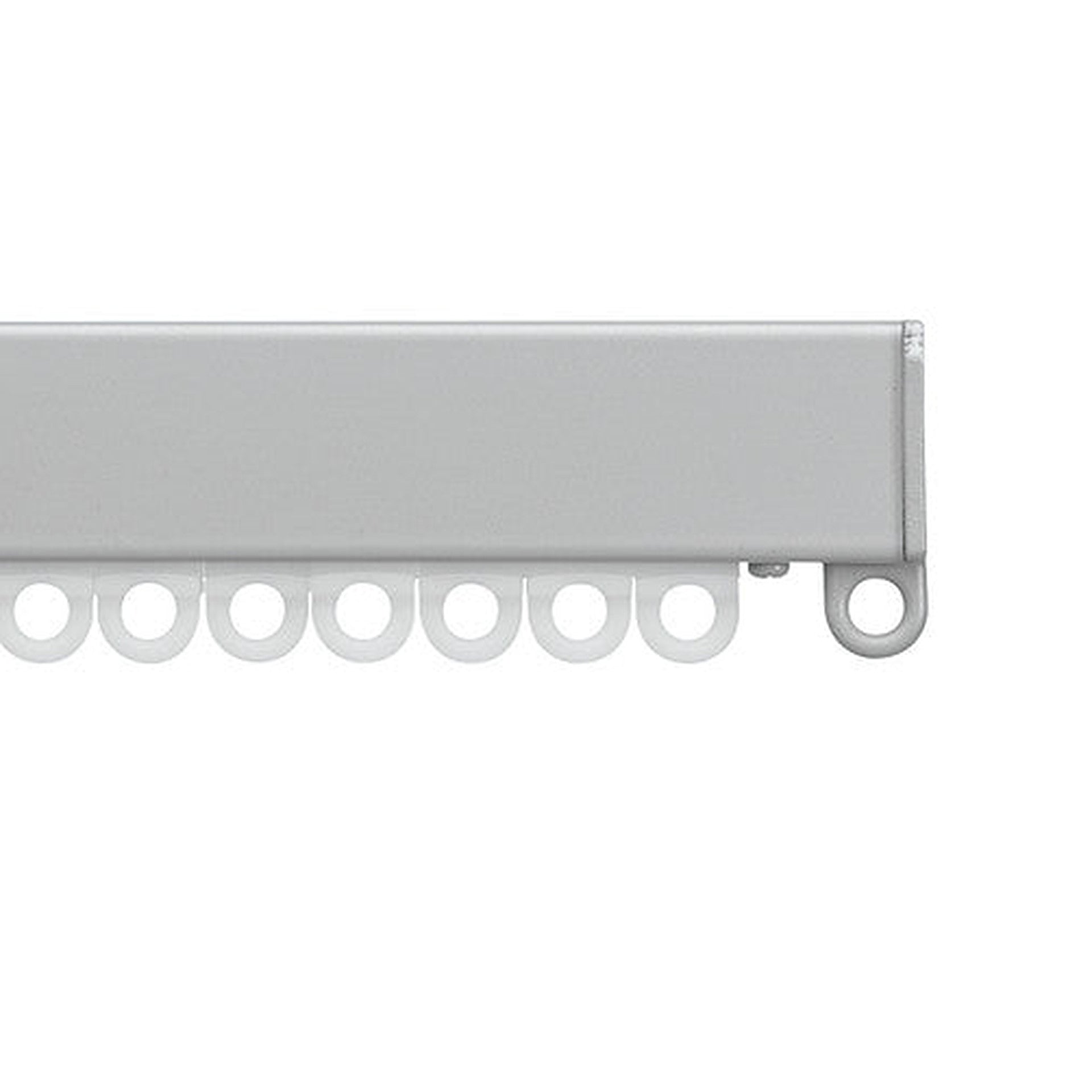 Silent Gliss 1080 curtain track in Anodic Grey, end cap and gliders