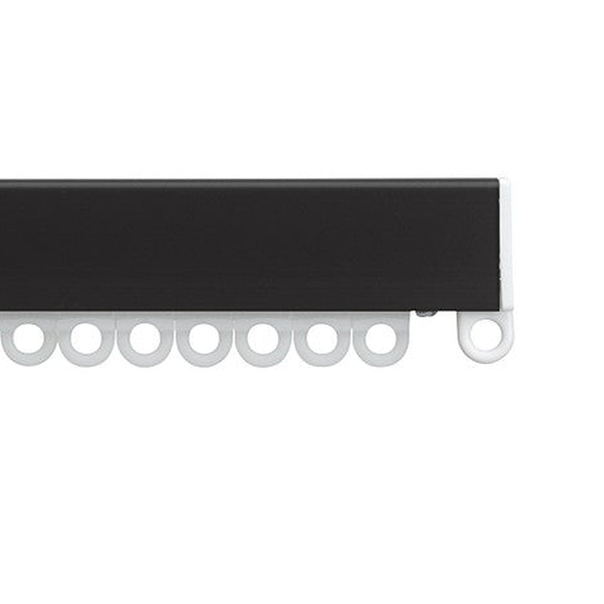 Silent Gliss 1080 curtain track in Black, end cap and gliders