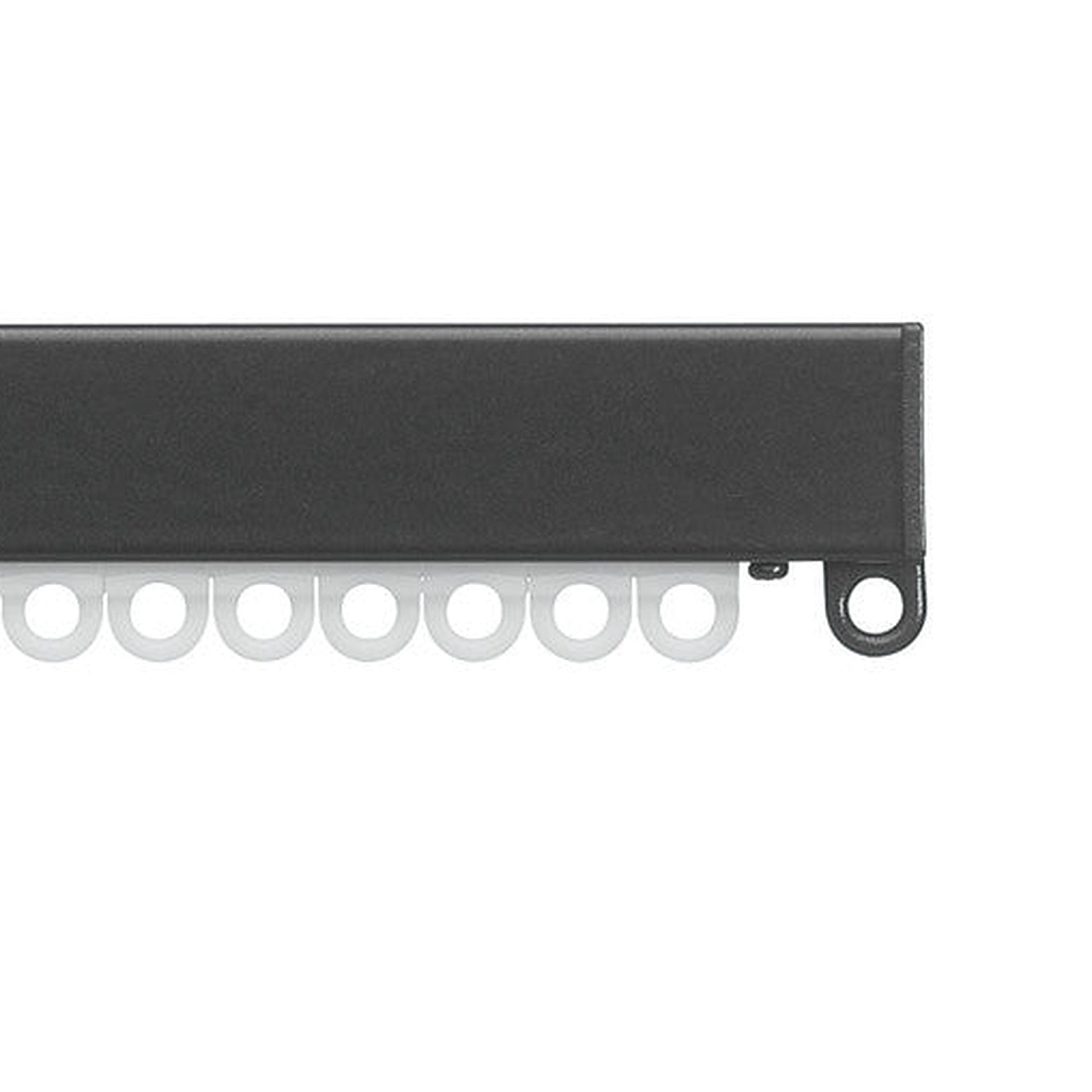 Silent Gliss 1080 curtain track in Charcoal, end cap and gliders