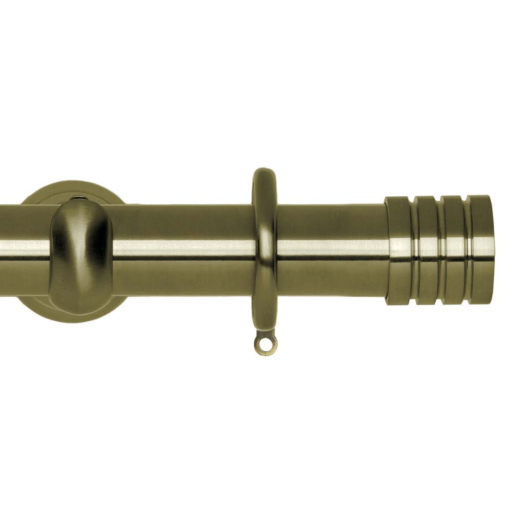 Hallis Neo Spun Brass Stud Metal Curtain Pole | Pole Design UK