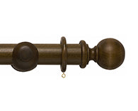 Hallis Modern Country Ball Curtain Pole Set in Dark Oak