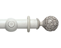 Hallis Modern Country Floral Ball Curtain Pole Set in Brushed Ivory