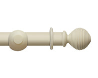 Hallis Modern Country Ribbed Ball Curtain Pole Set in Pearl