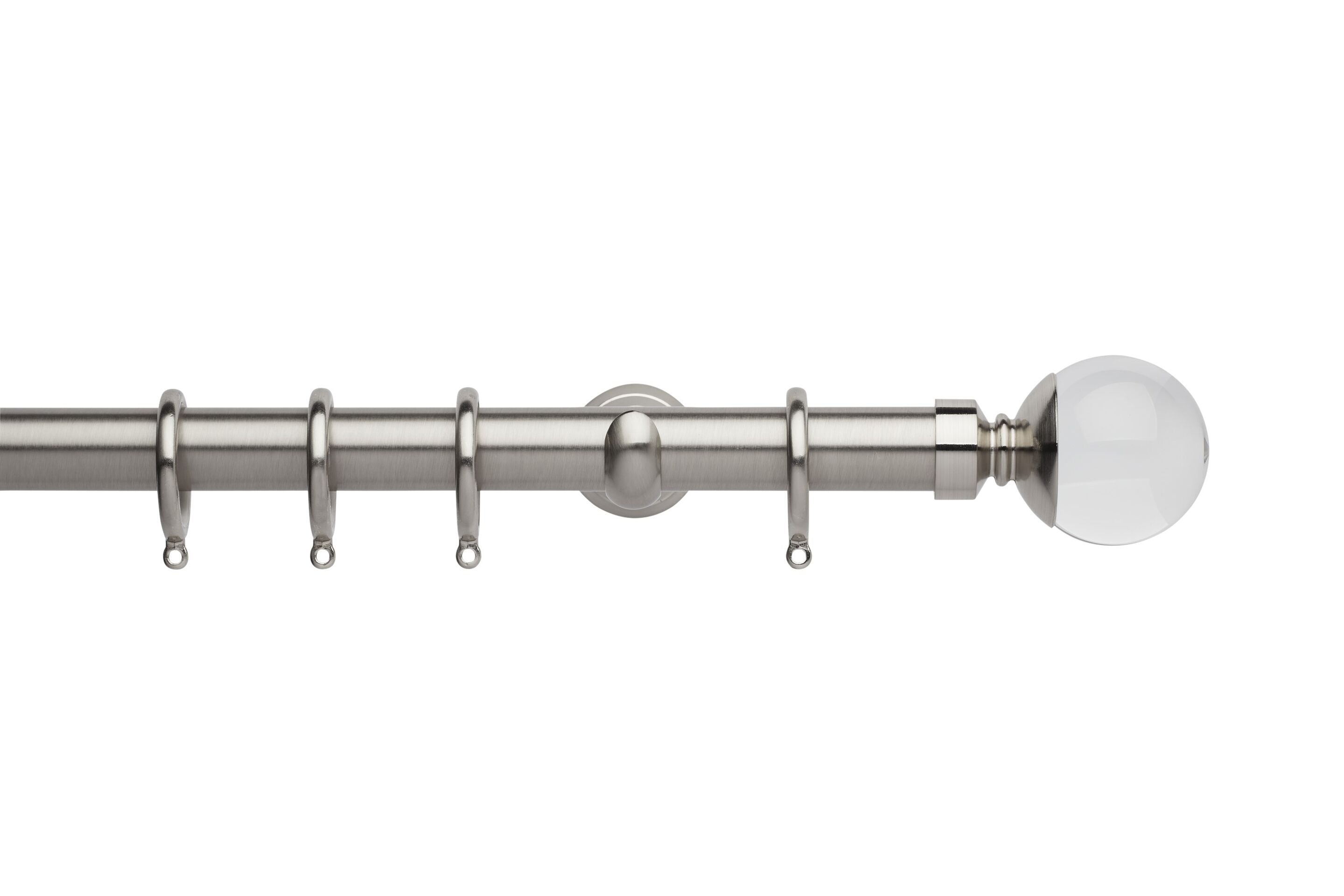 Hallis Neo Premium Stainless Steel Clear Ball Curtain Pole Set - 28mm