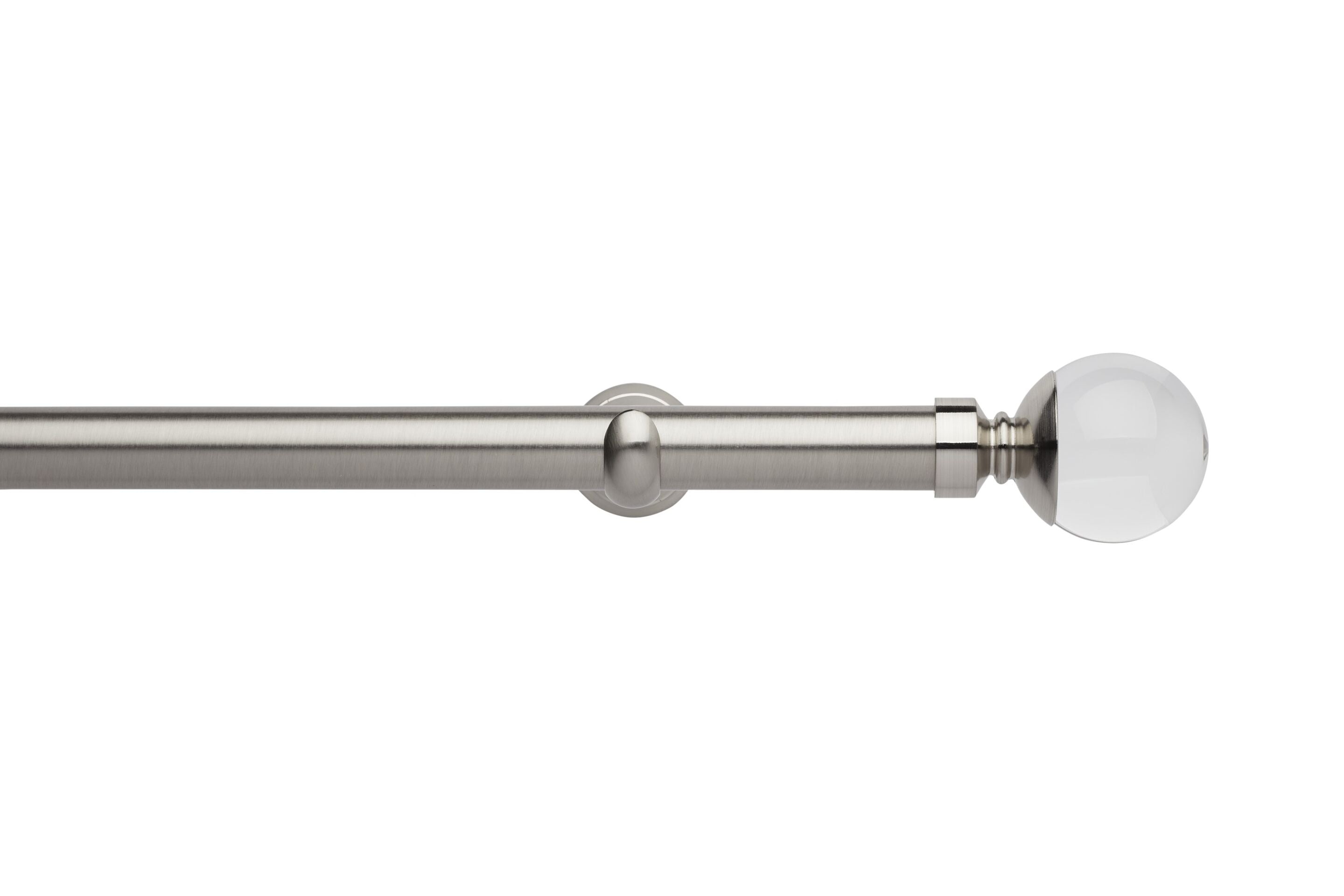 Hallis Neo Eyelet Premium Stainless Steel Clear Ball Curtain Pole Set - 28mm
