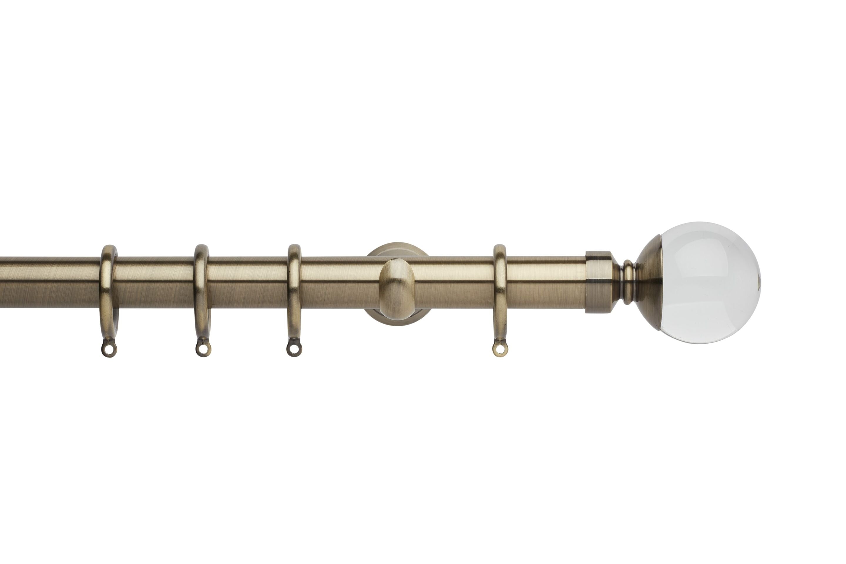 Hallis Neo Premium Spun Brass Clear Ball Curtain Pole Set - 28mm