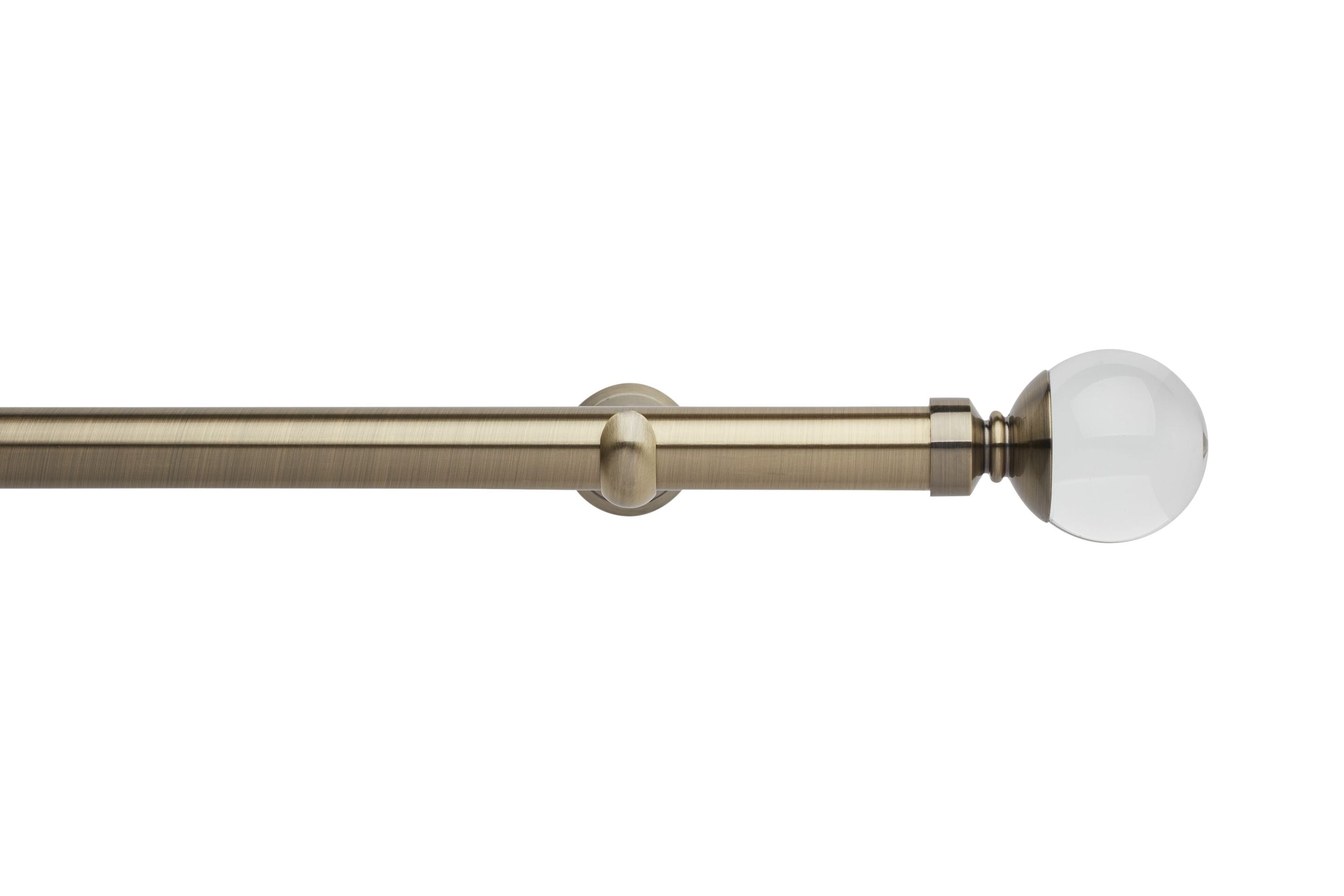 Hallis Neo Eyelet Premium Spun Brass Clear Ball Curtain Pole Set - 28mm