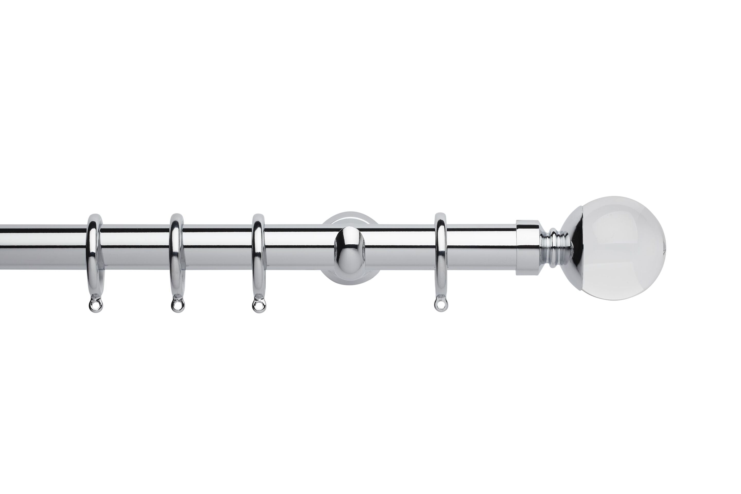 Hallis Neo Premium Chrome Clear Ball Curtain Pole Set - 28mm