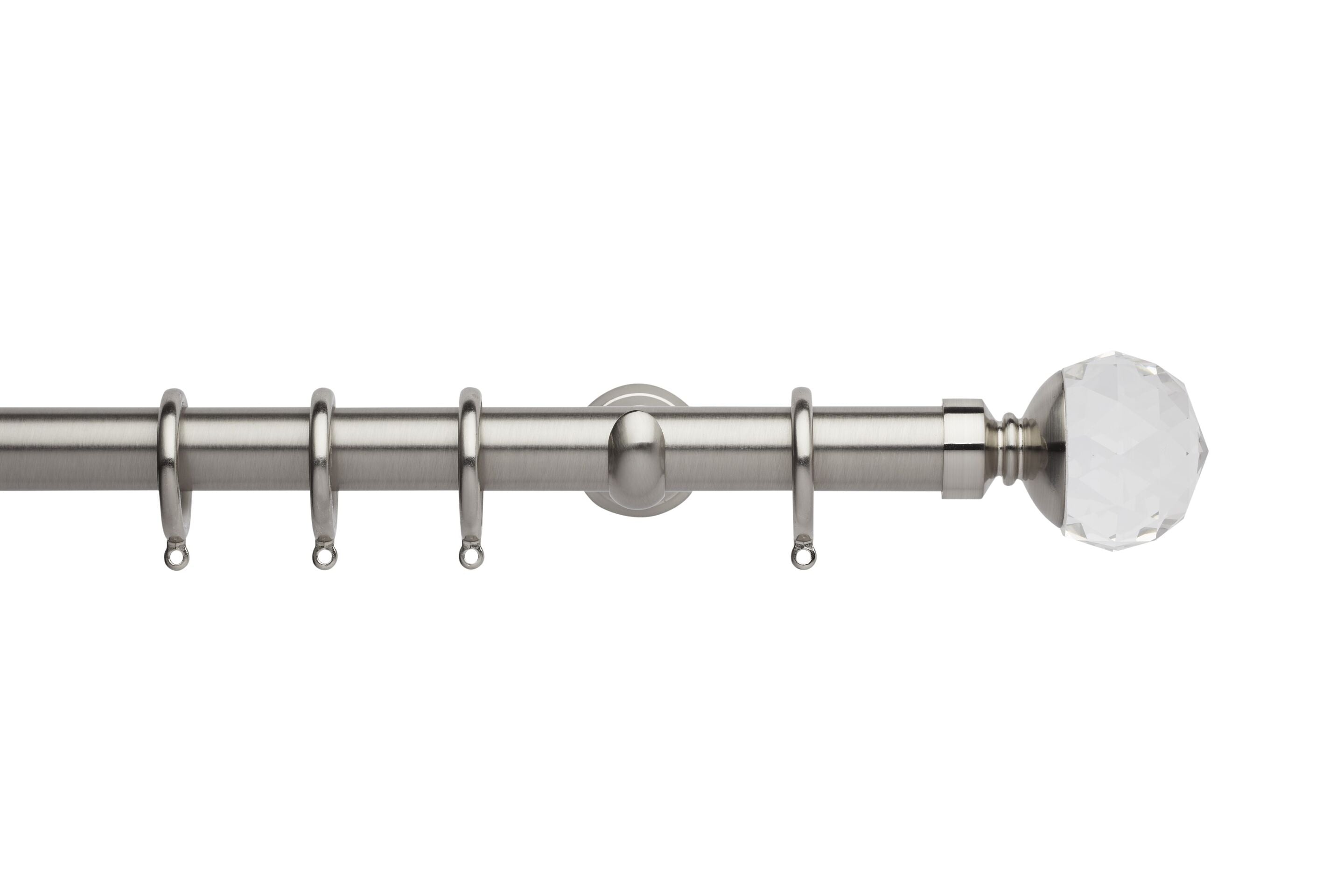 Hallis Neo Premium Stainless Steel Faceted Ball Curtain Pole Set - 28mm