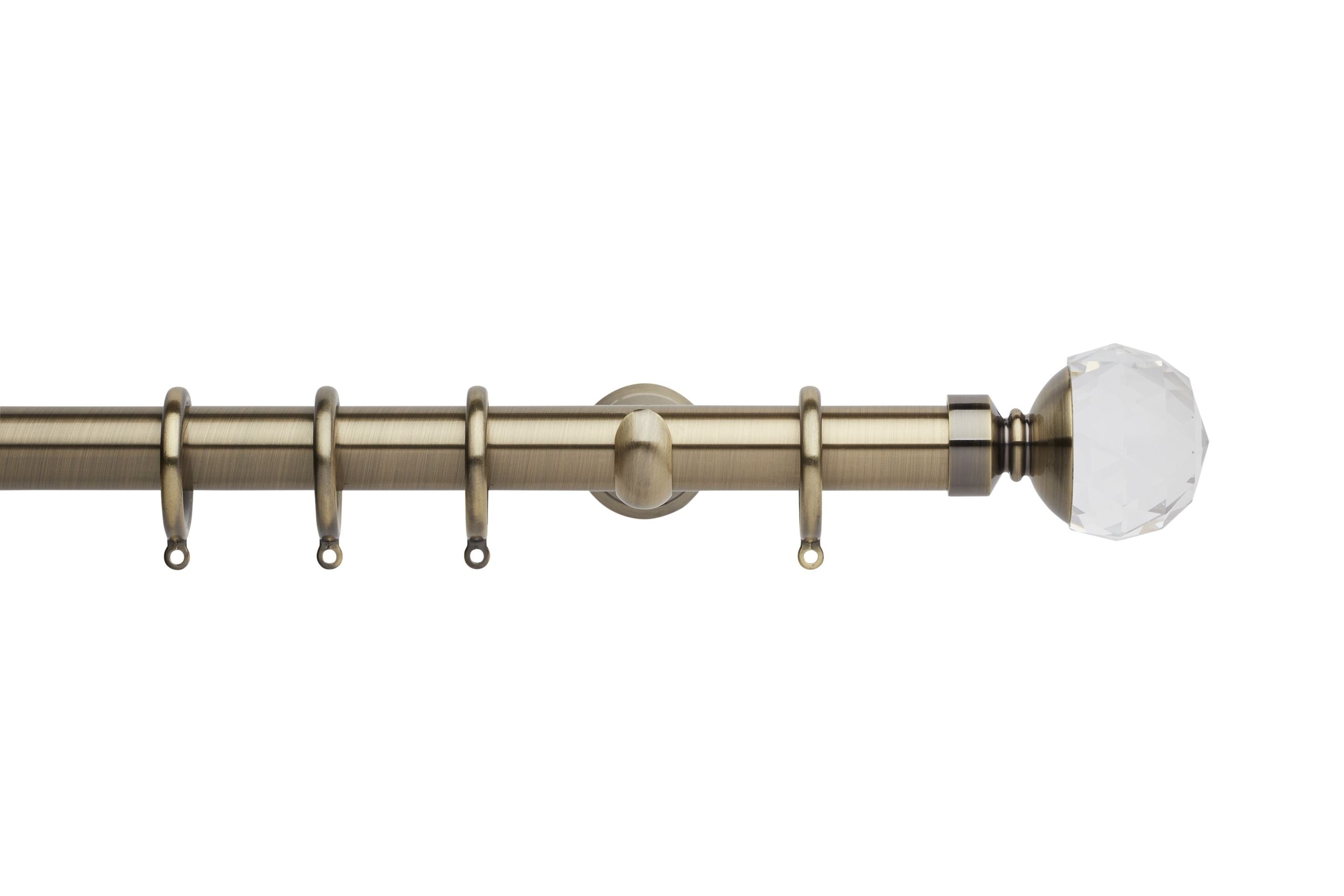 Hallis Neo Premium Spun Brass Faceted Ball Curtain Pole Set - 28mm