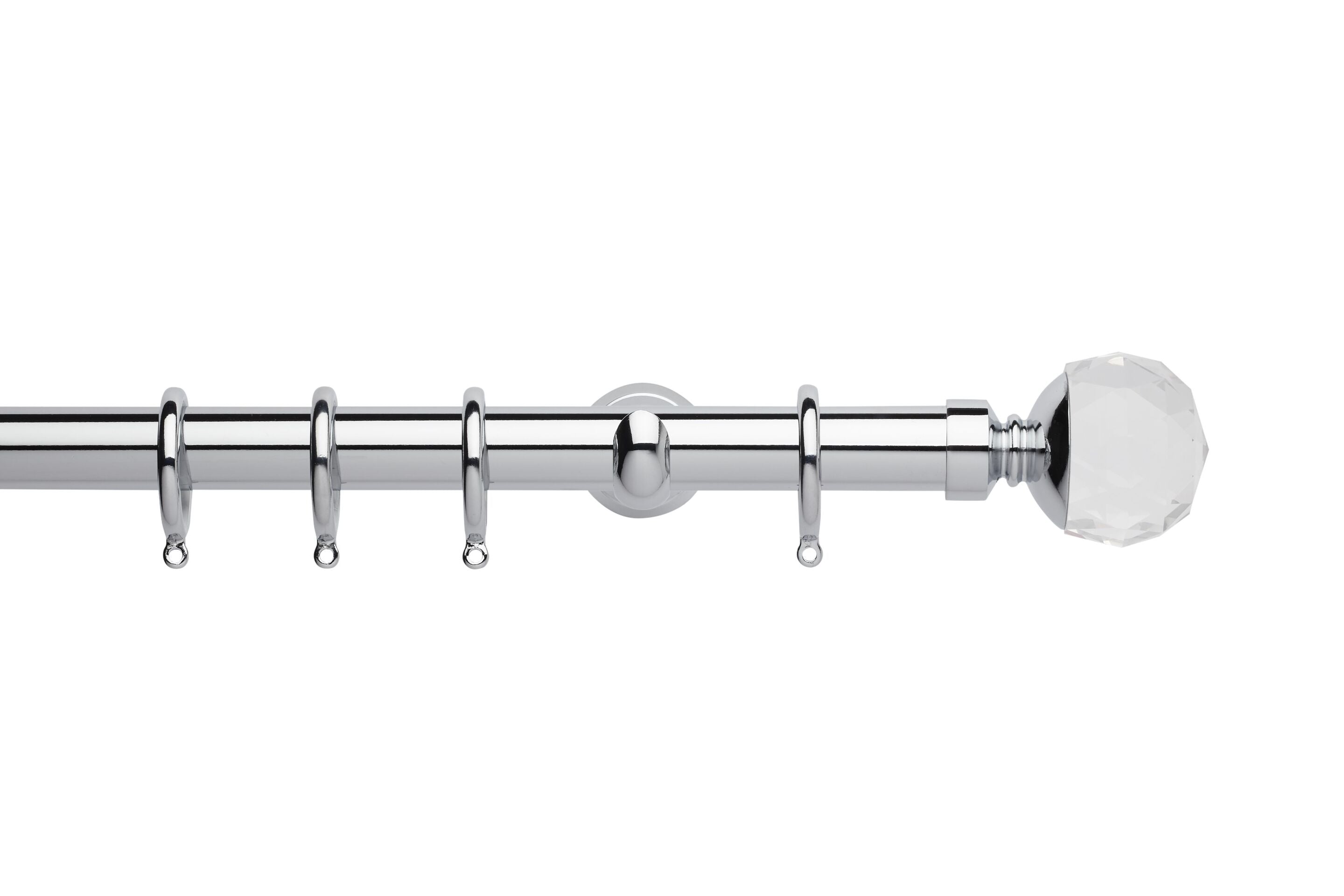 Hallis Neo Premium Chrome Faceted Ball Curtain Pole Set - 28mm