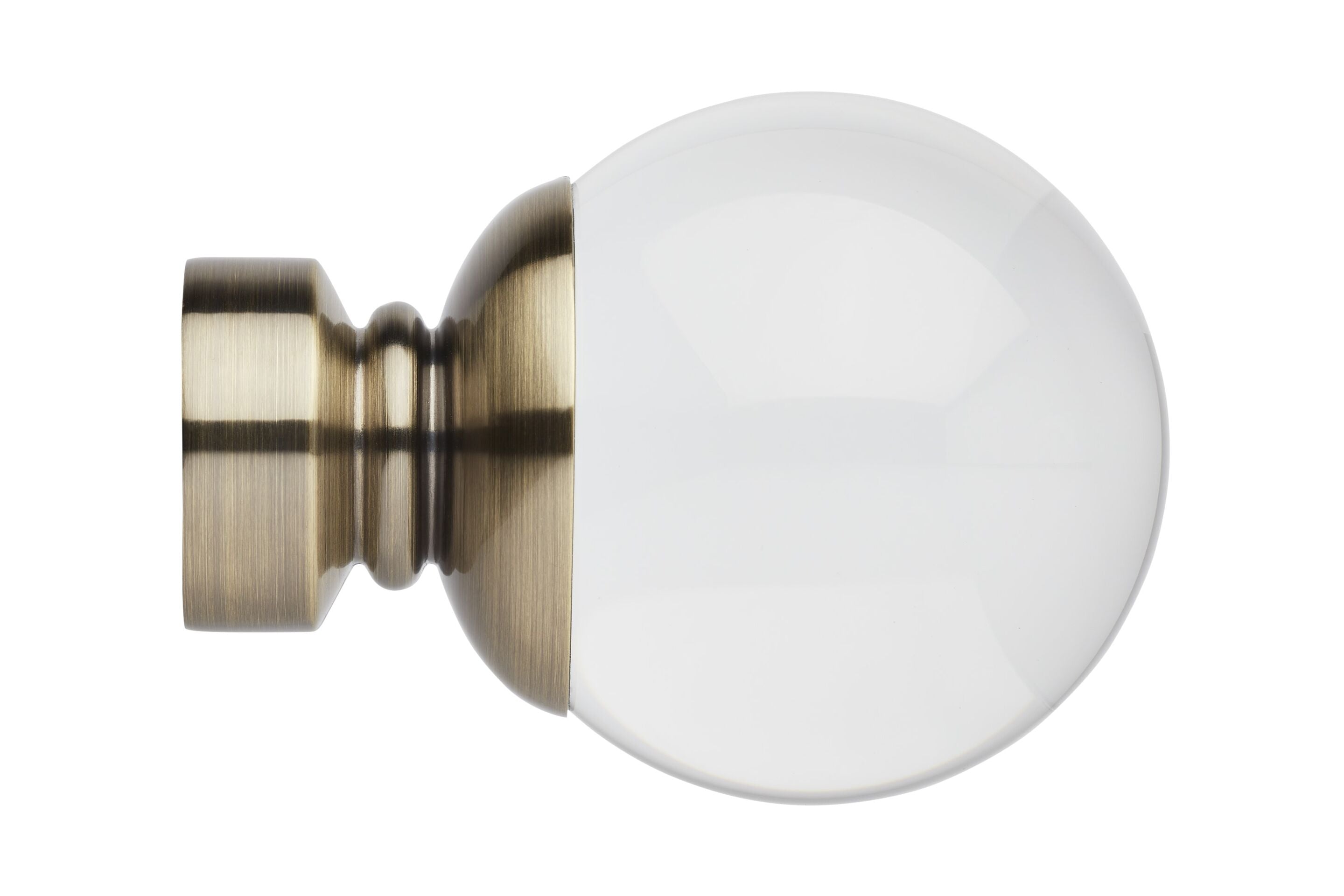 Clear Ball finial in spun brass