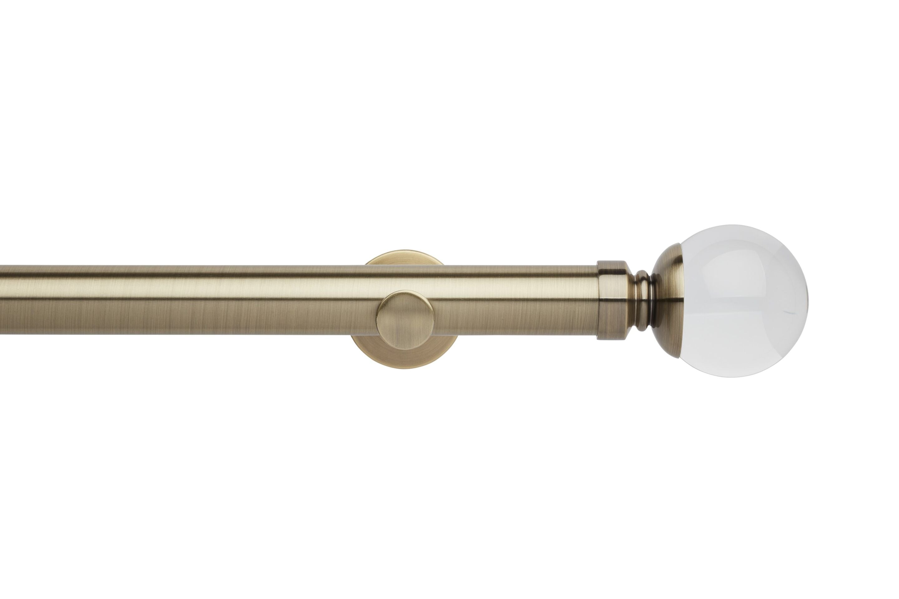 Hallis Neo Eyelet Premium Spun Brass Clear Ball Curtain Pole Set - 35mm
