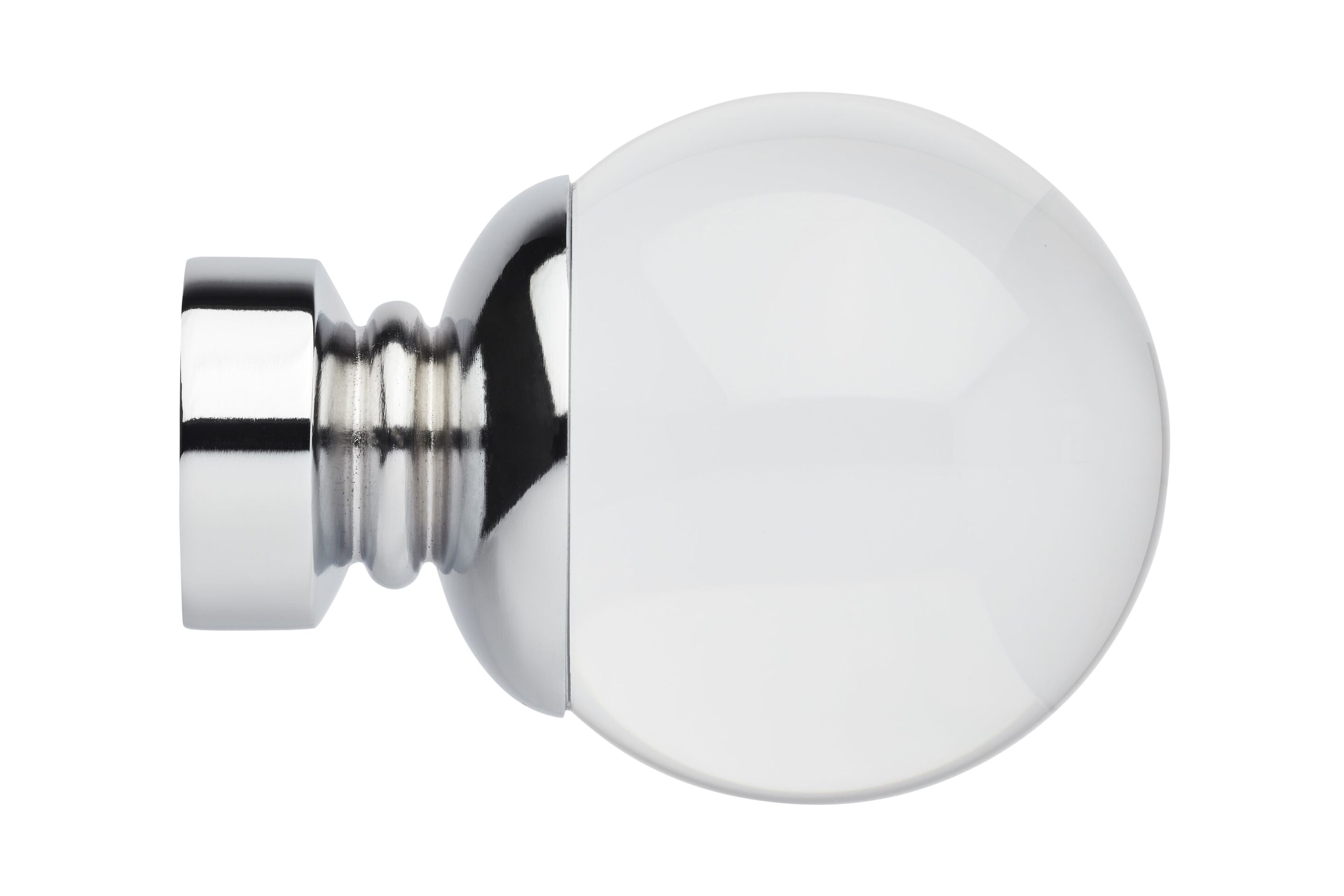 Clear Ball finial in chrome
