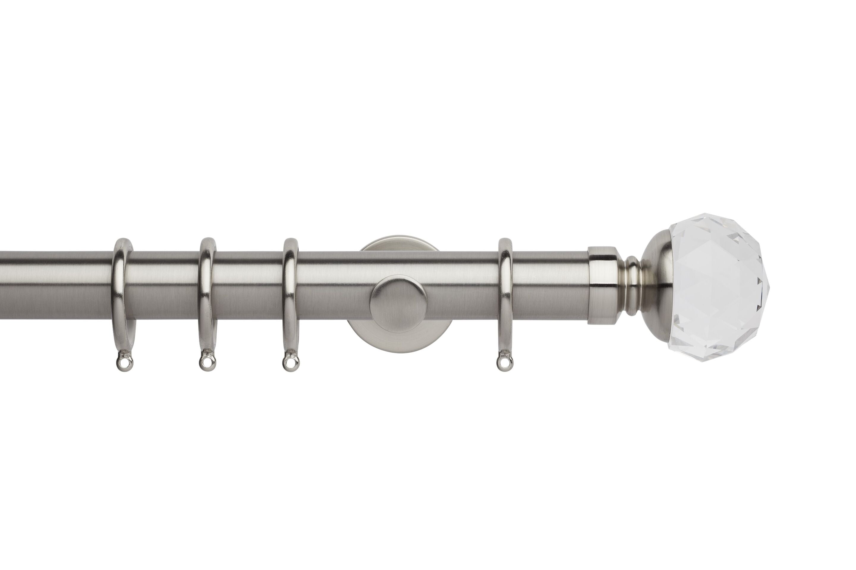 Hallis Neo Premium Stainless Steel Faceted Ball Curtain Pole Set - 35mm