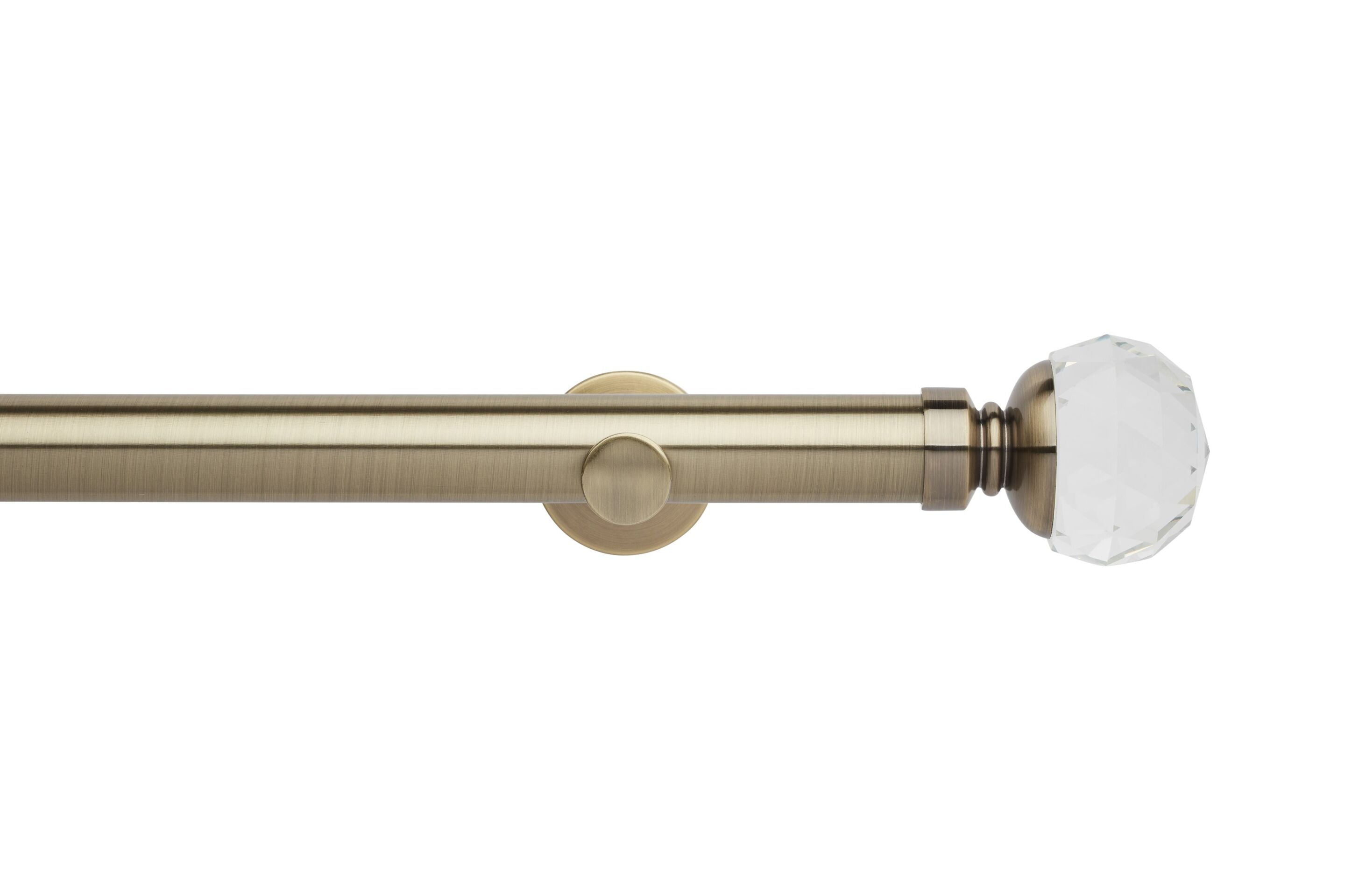 Hallis Neo Eyelet Premium Spun Brass Faceted Ball Curtain Pole Set - 35mm