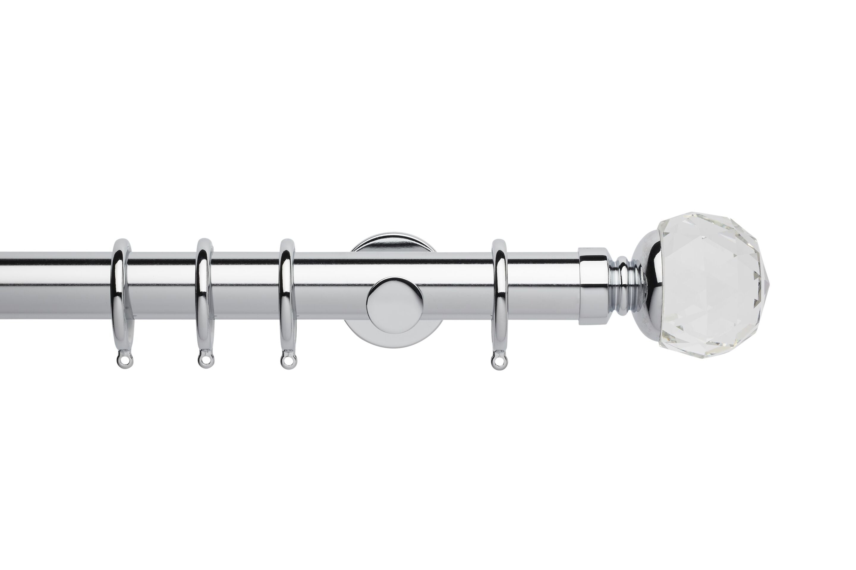 Hallis Neo Premium Chrome Faceted Ball Curtain Pole Set - 35mm