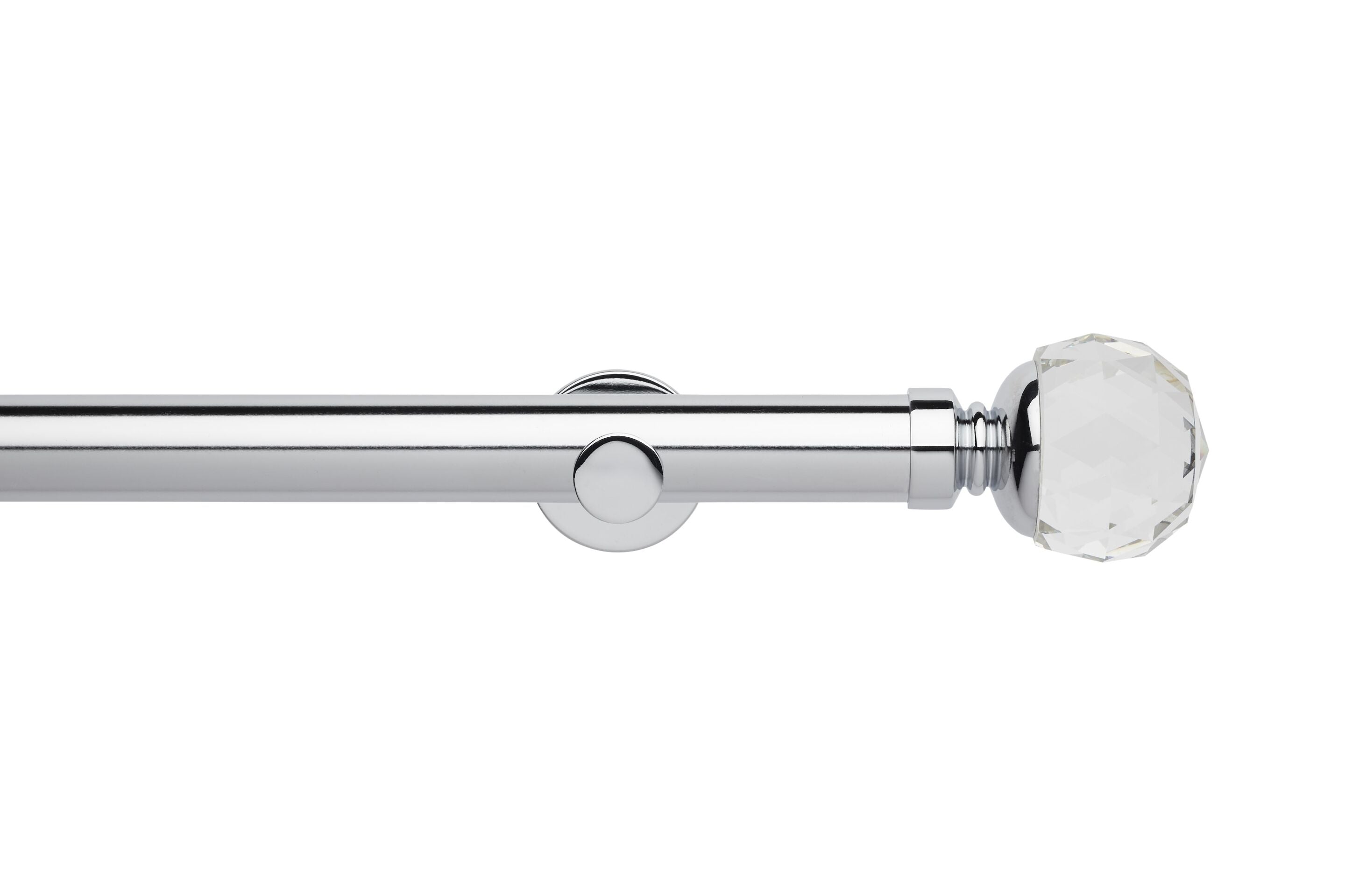 Hallis Neo Eyelet Premium Chrome Faceted Ball Curtain Pole Set - 35mm
