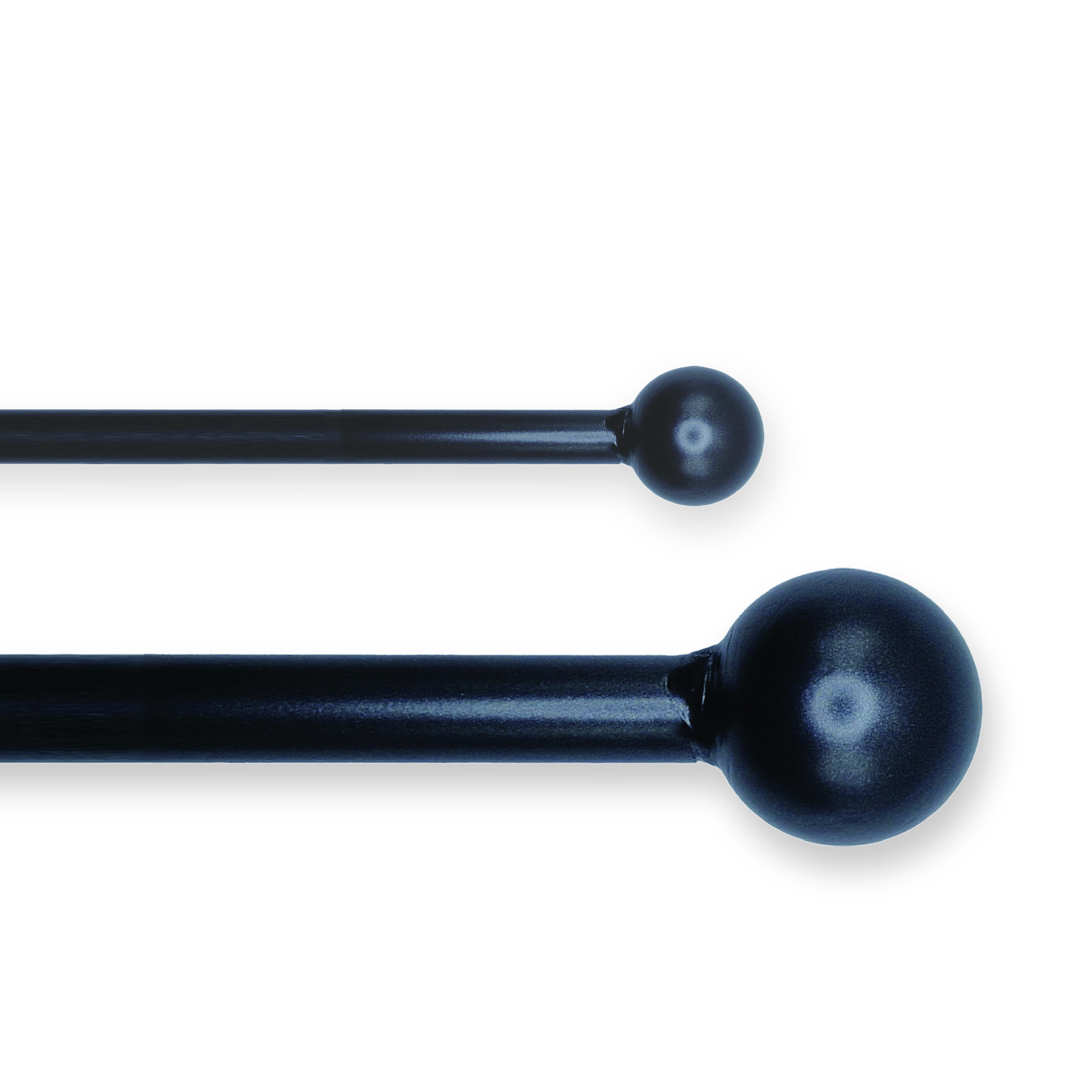 Cameron Fuller double curtain pole set in Black with ball finials, 32mm front pole and 19mm voile pole