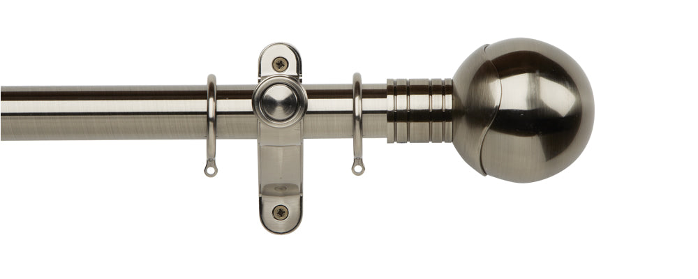Hallis Galleria Metals Orb Curtain Pole Set in Brushed Silver