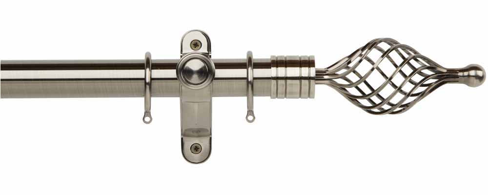 Hallis Galleria Metals Twisted Cage Curtain Pole Set in Brushed Silver