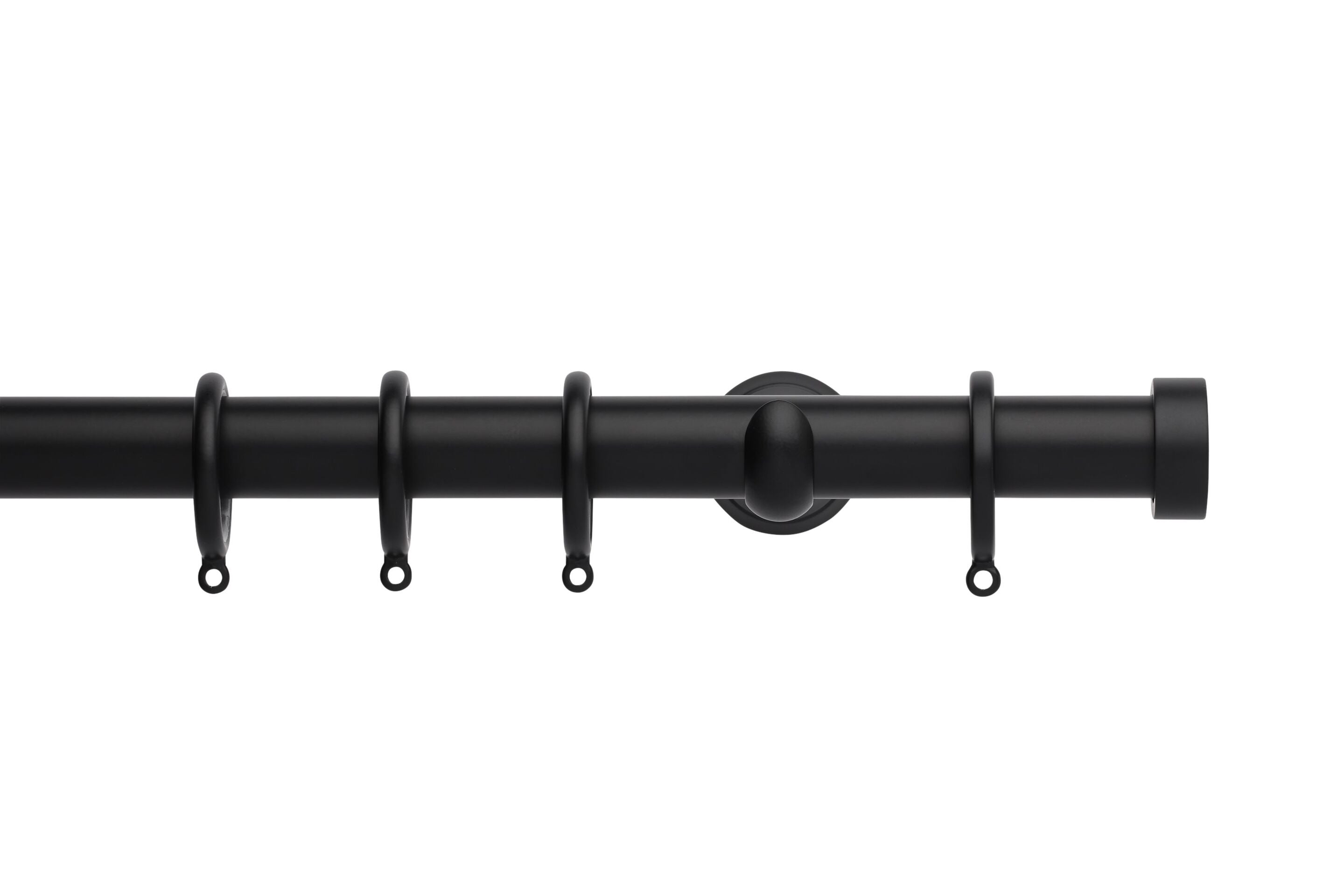 Hallis Neo Matt Black End Cap Curtain Pole Set - 28mm
