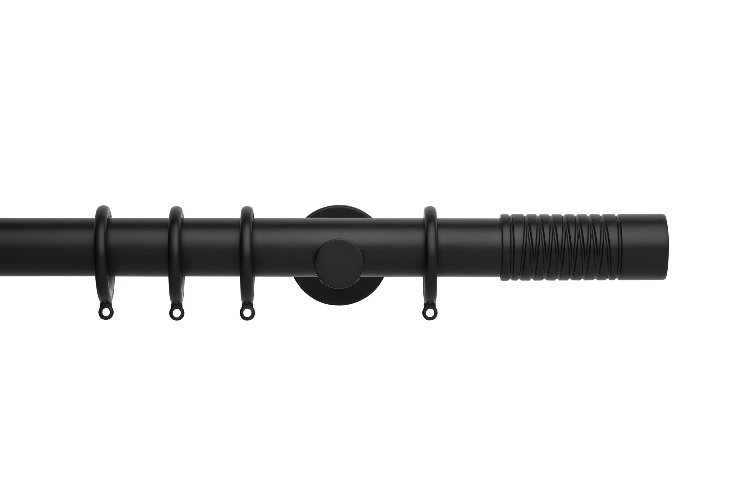 Hallis Neo Matt Black Wired Barrel Curtain Pole Set - 35mm