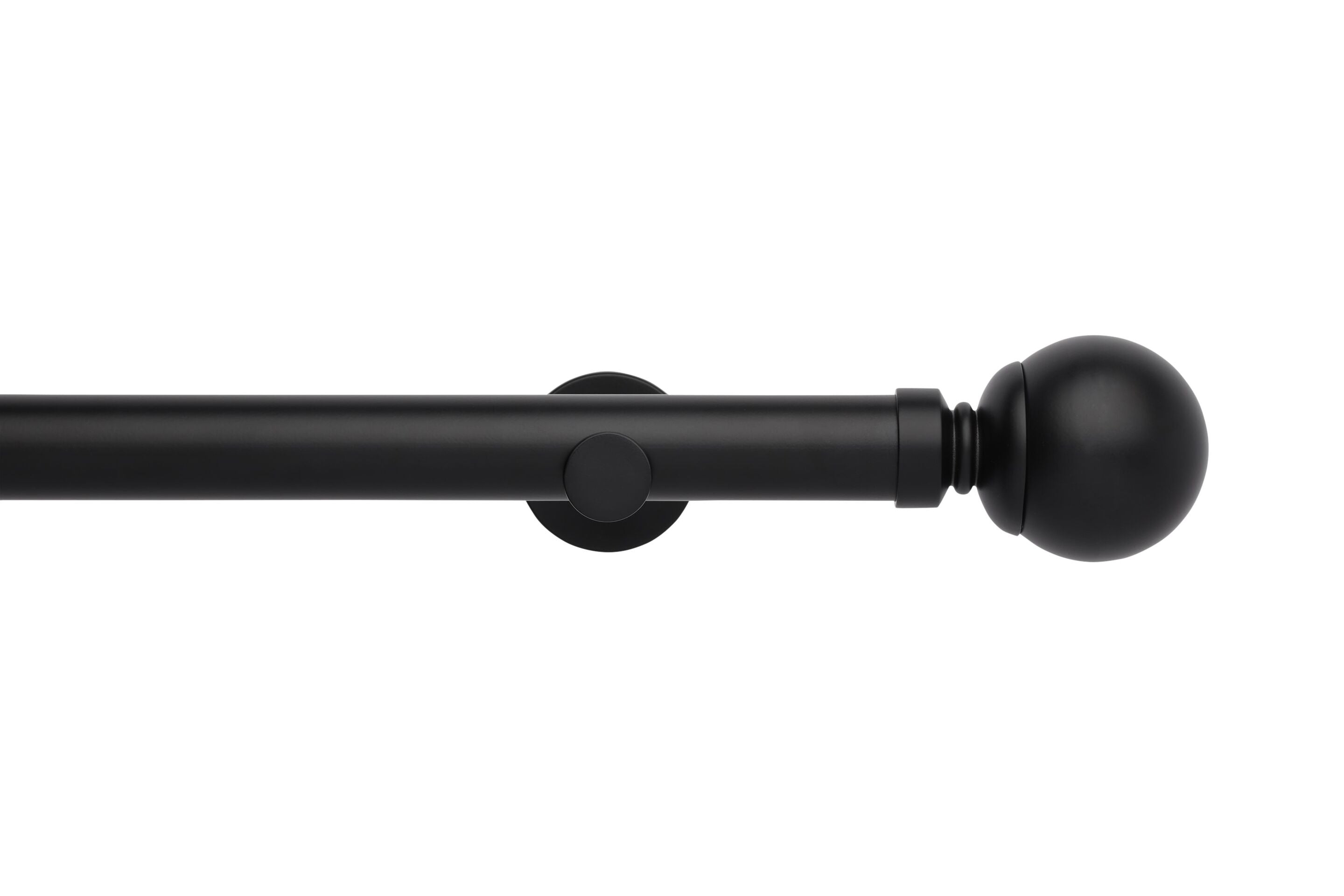 Hallis Neo Eyelet Matt Black Ball Curtain Pole Set - 35mm