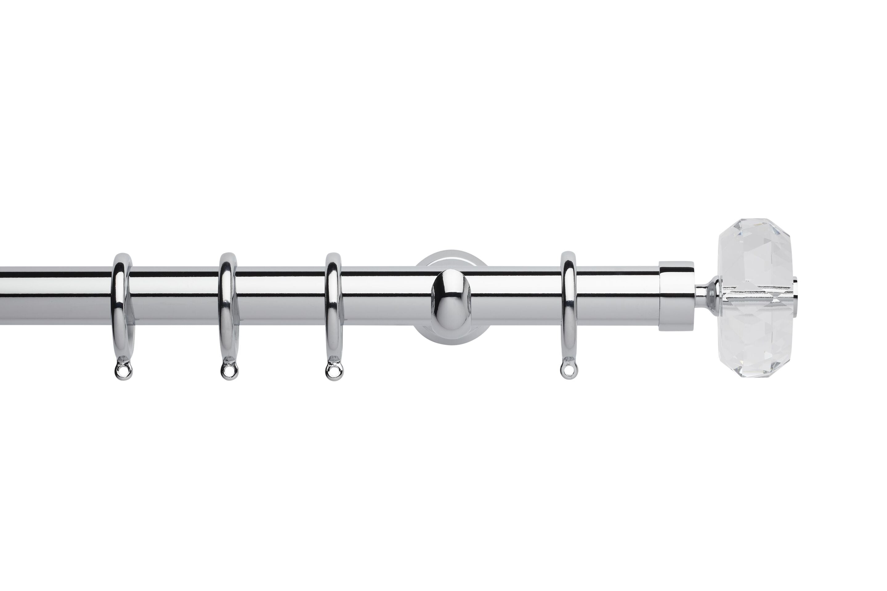 Hallis Neo Premium Chrome Faceted Ellipse Curtain Pole Set - 28mm