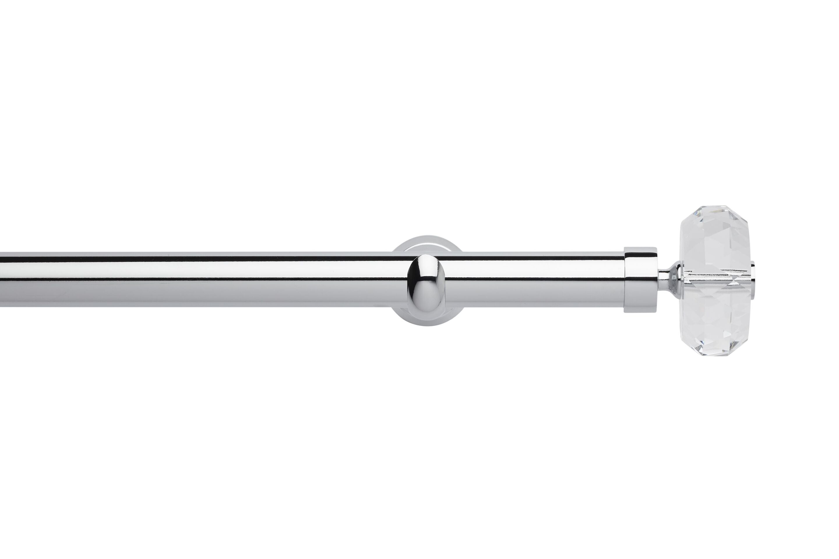 Hallis Neo Eyelet Premium Chrome Faceted Ellipse Curtain Pole Set - 28mm