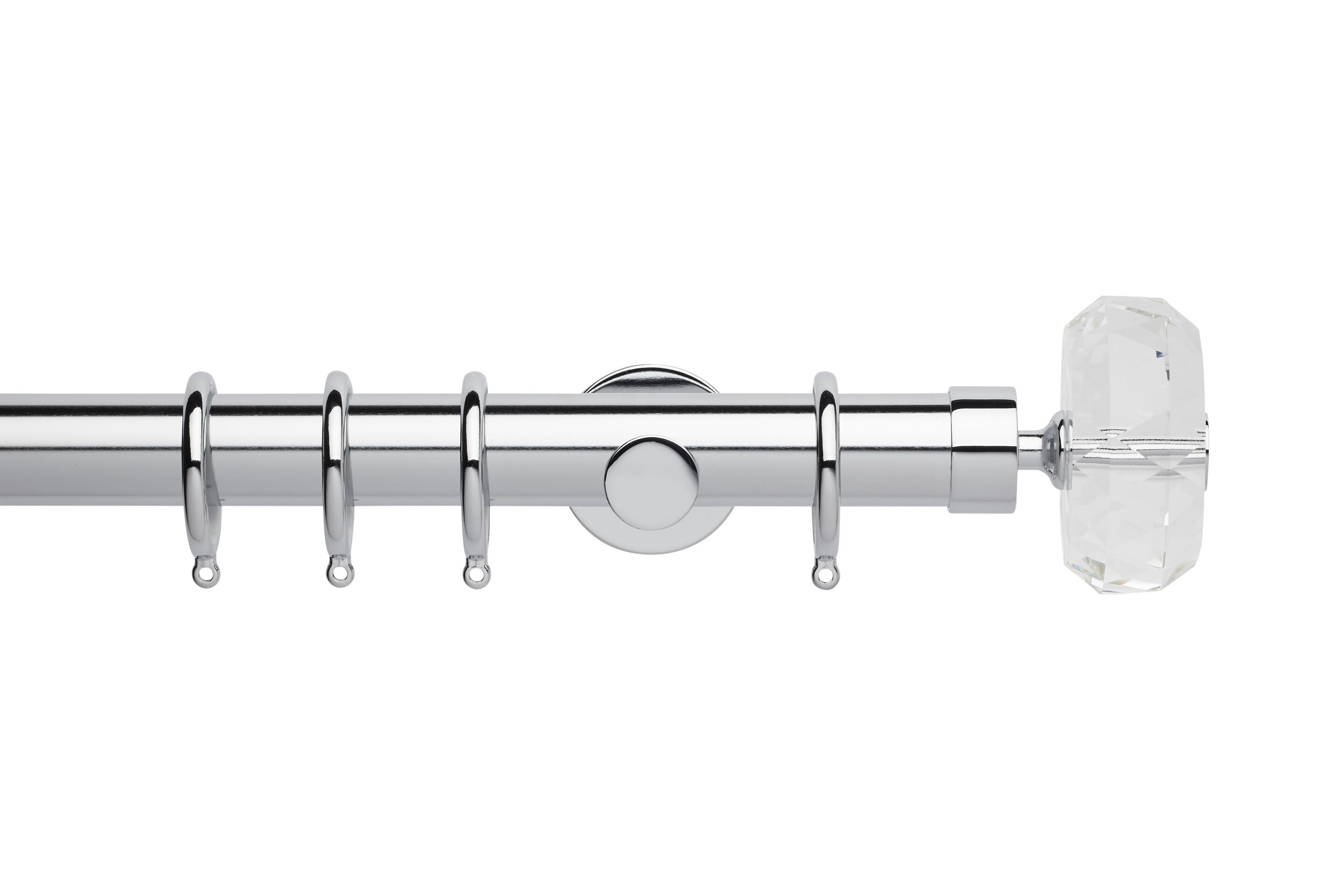 Hallis Neo Premium Chrome Faceted Ellipse Curtain Pole Set - 35mm