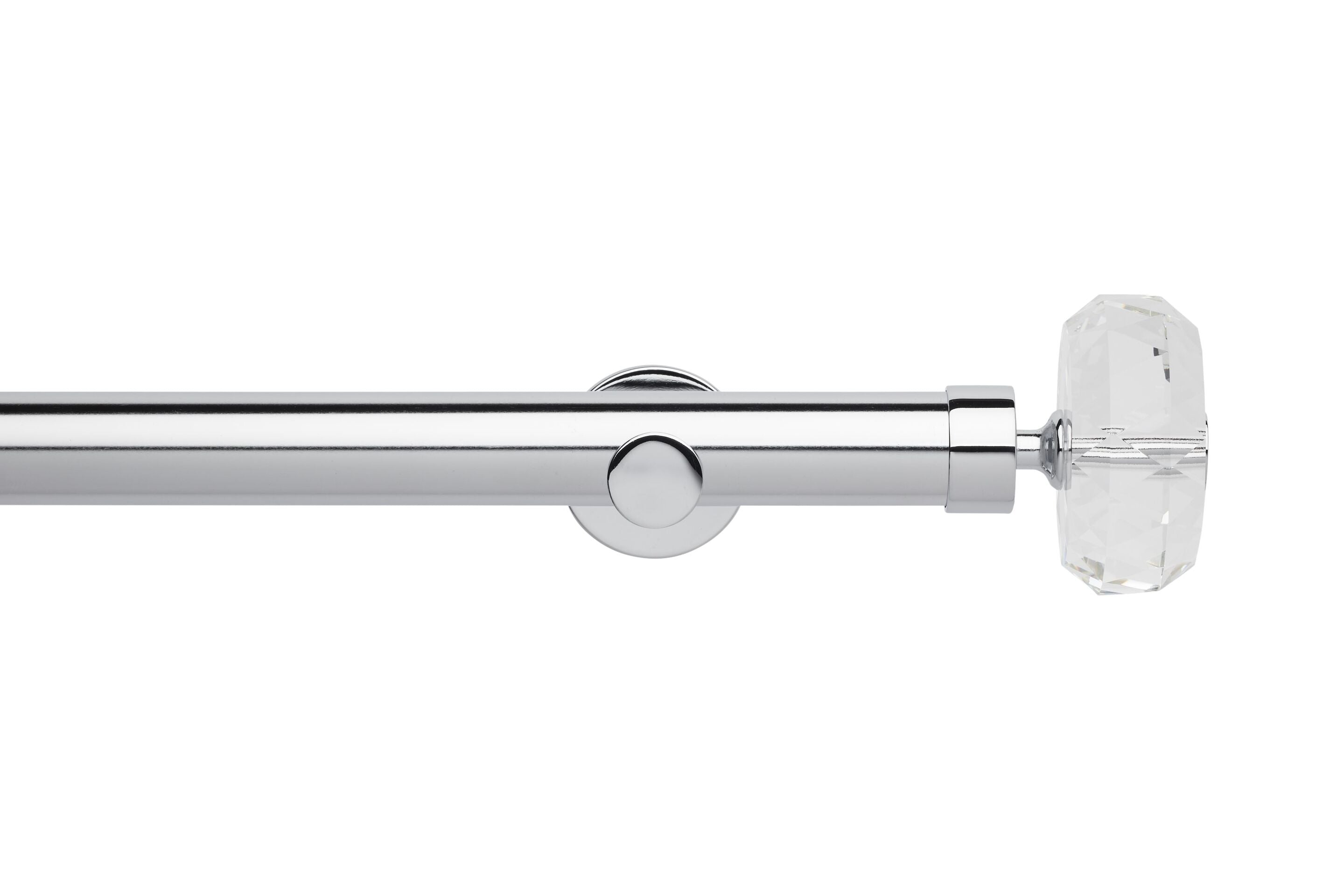 Hallis Neo Eyelet Premium Chrome Faceted Ellipse Curtain Pole Set - 35mm