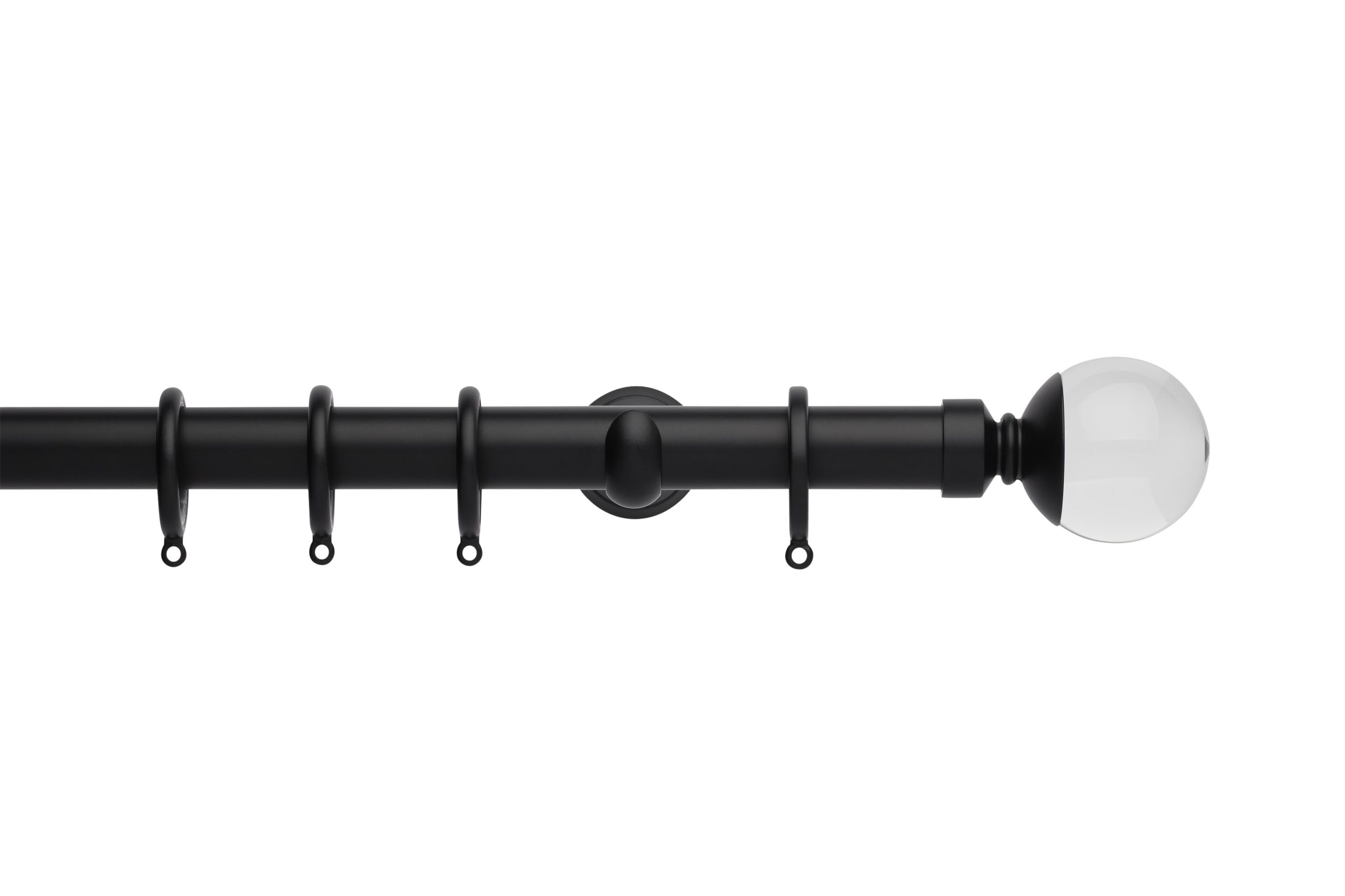 Hallis Neo Premium Matt Black Clear Ball Curtain Pole Set - 28mm