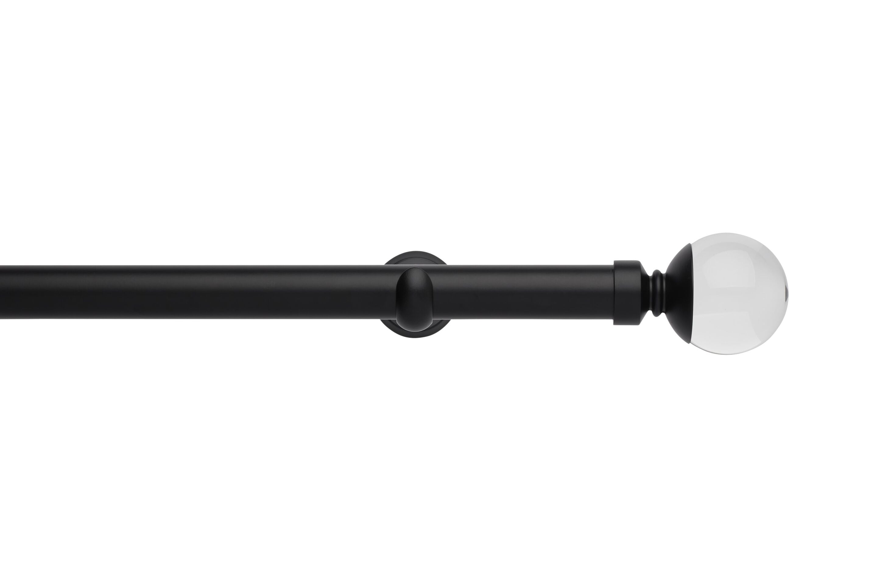 Hallis Neo Eyelet Premium Matt Black Clear Ball Curtain Pole Set - 28mm