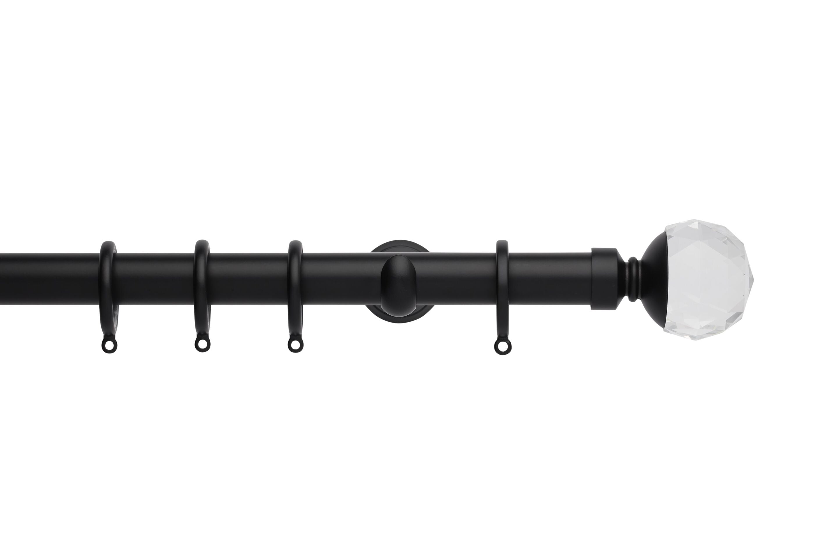 Hallis Neo Premium Matt Black Faceted Ball Curtain Pole Set - 28mm