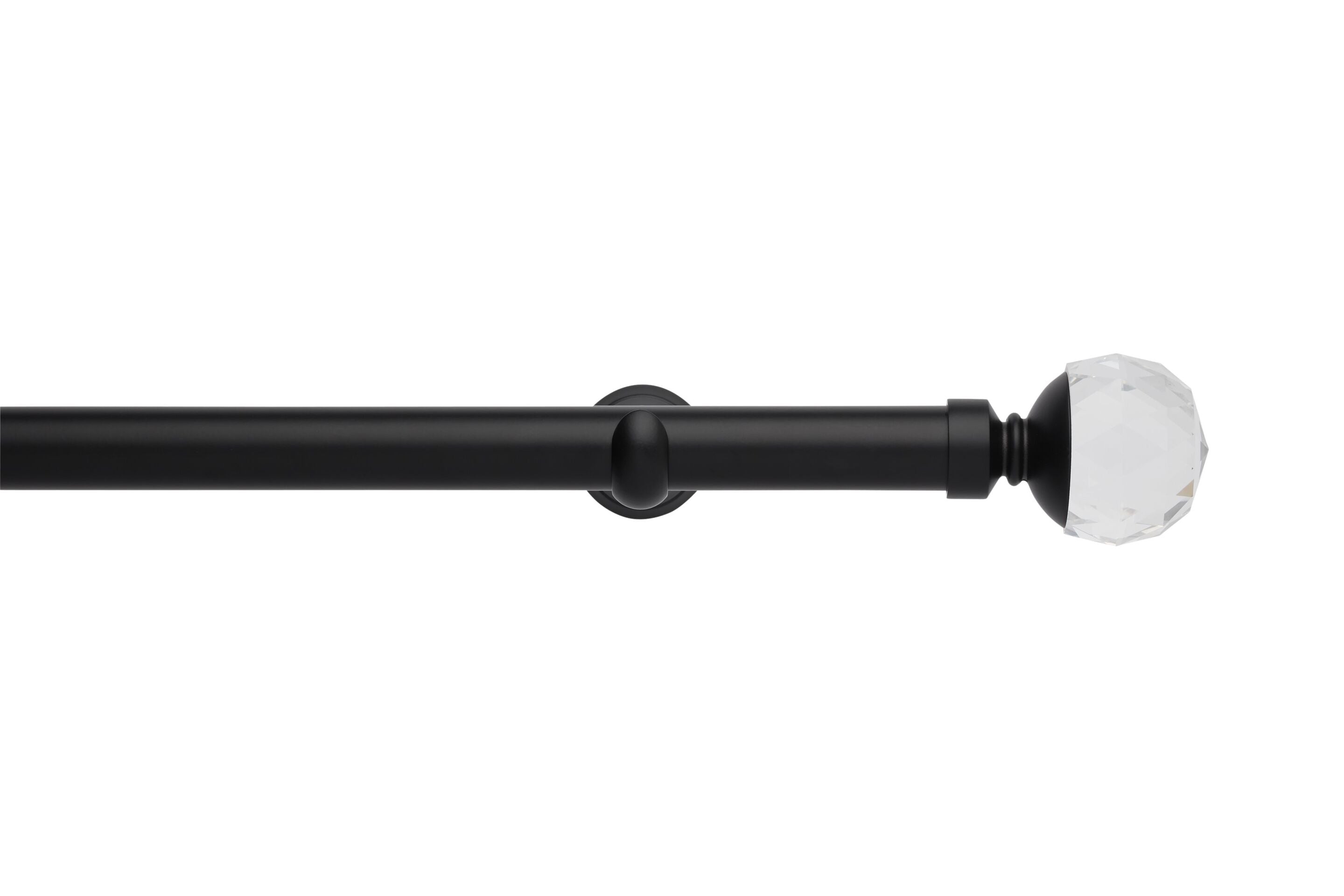 Hallis Neo Eyelet Premium Matt Black Faceted Ball Curtain Pole Set - 28mm