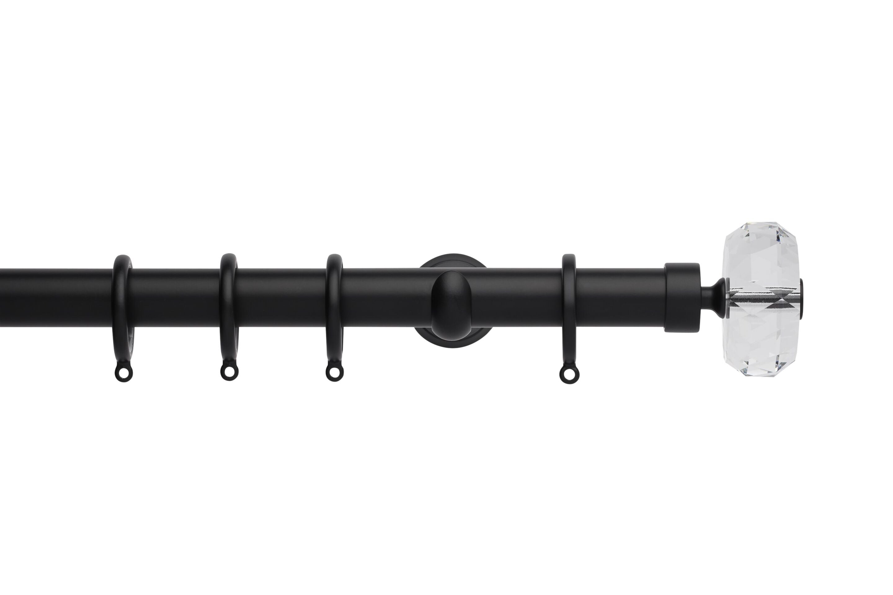 Hallis Neo Premium Matt Black Faceted Ellipse Curtain Pole Set - 28mm