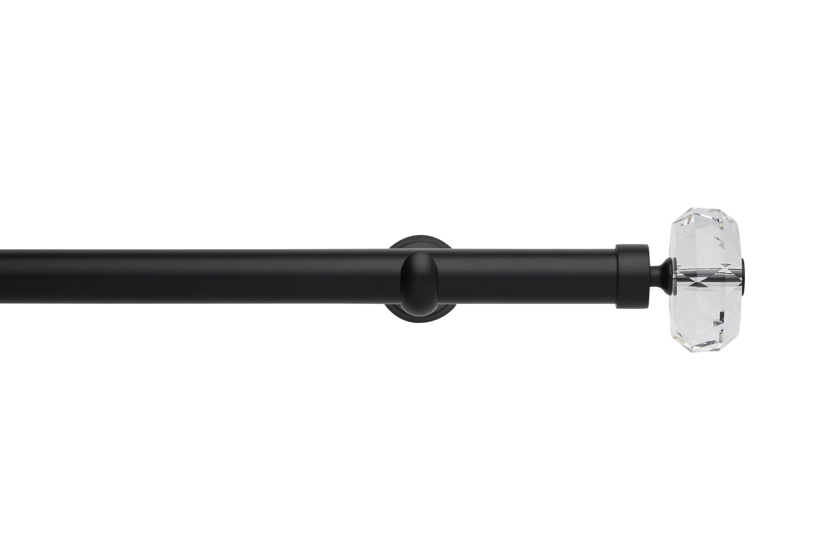 Hallis Neo Eyelet Premium Matt Black Faceted Ellipse Curtain Pole Set - 28mm