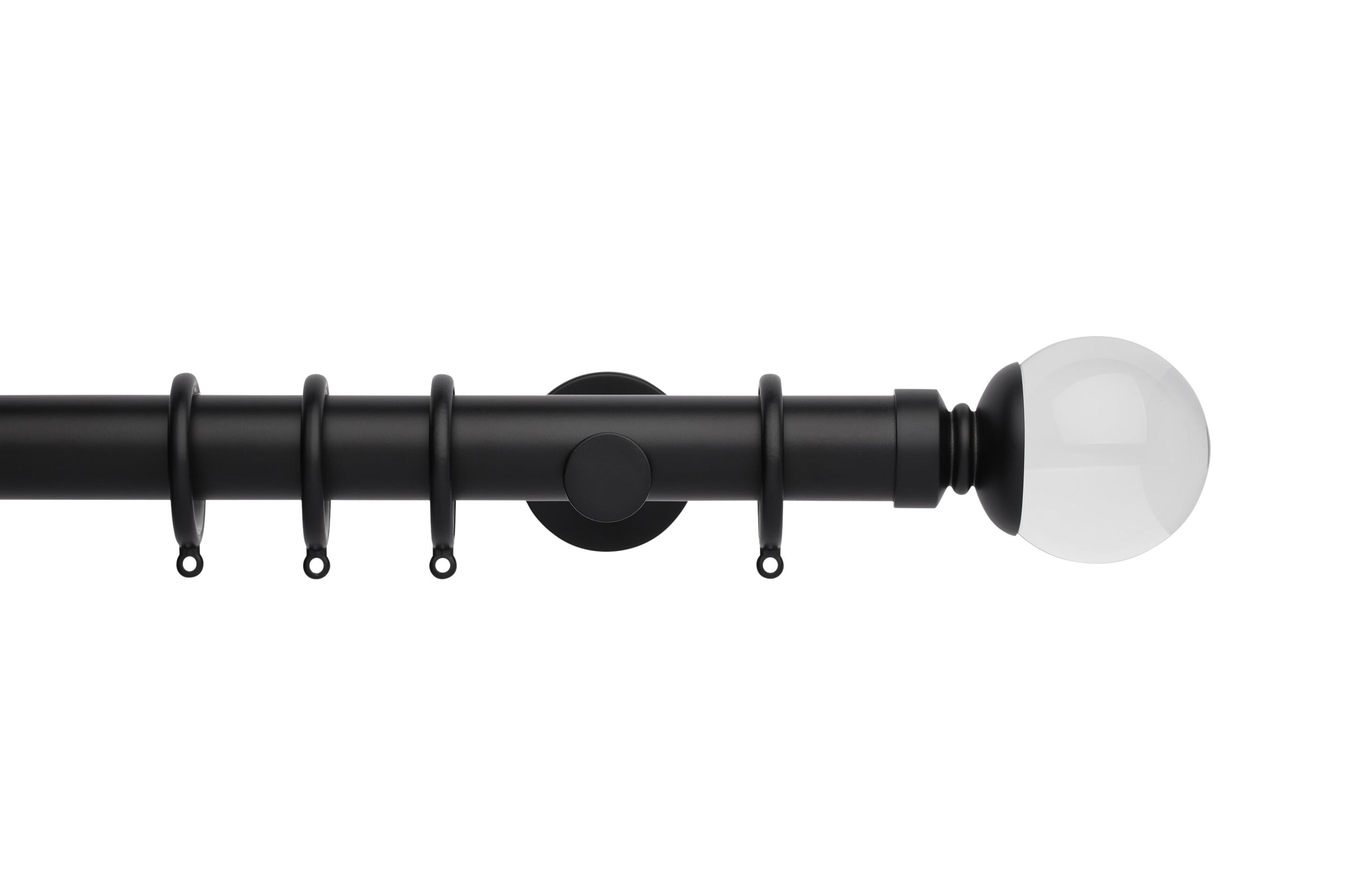 Hallis Neo Premium Matt Black Clear Ball Curtain Pole Set - 35mm