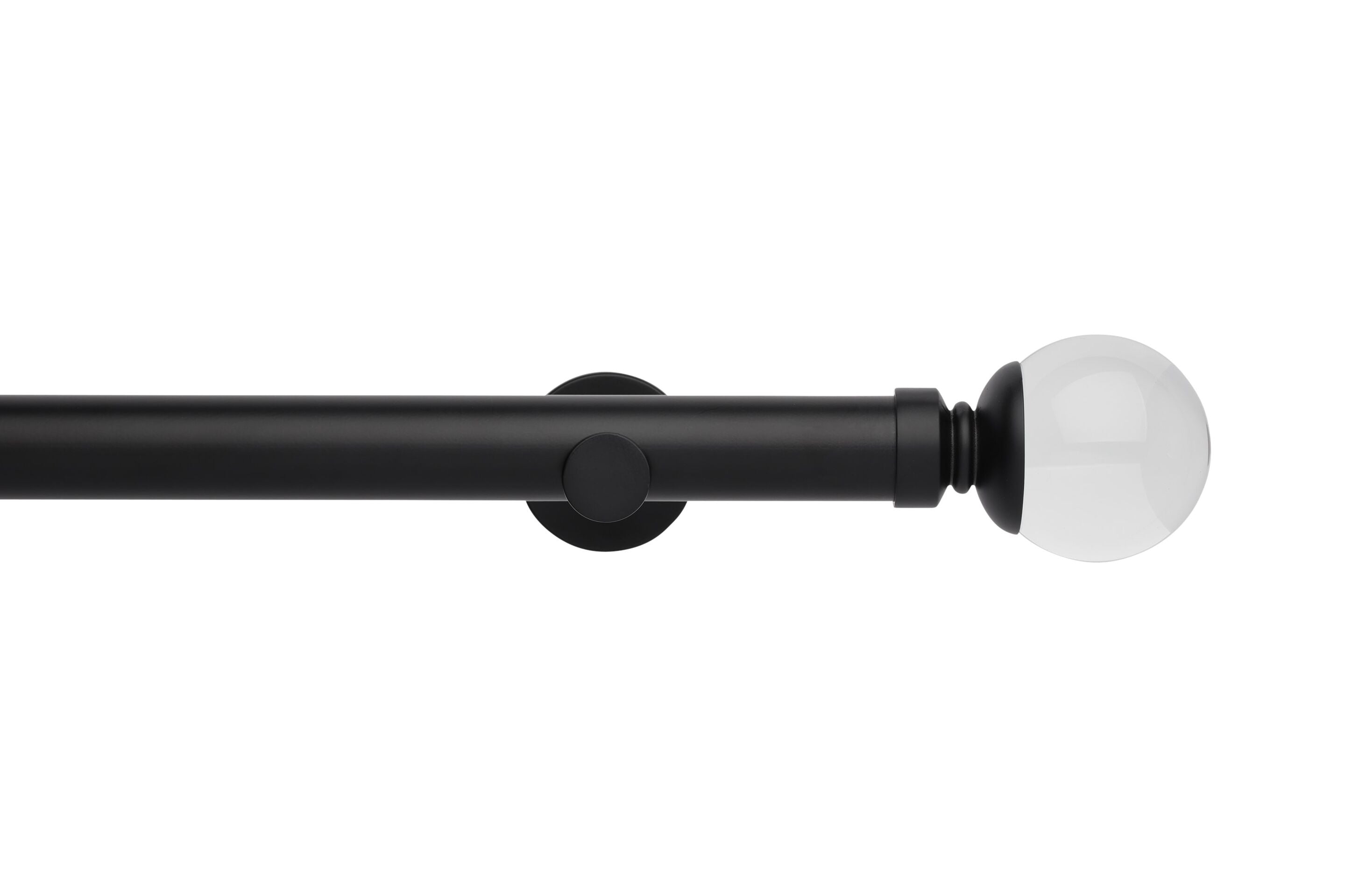 Hallis Neo Eyelet Premium Matt Black Clear Ball Curtain Pole Set - 35mm