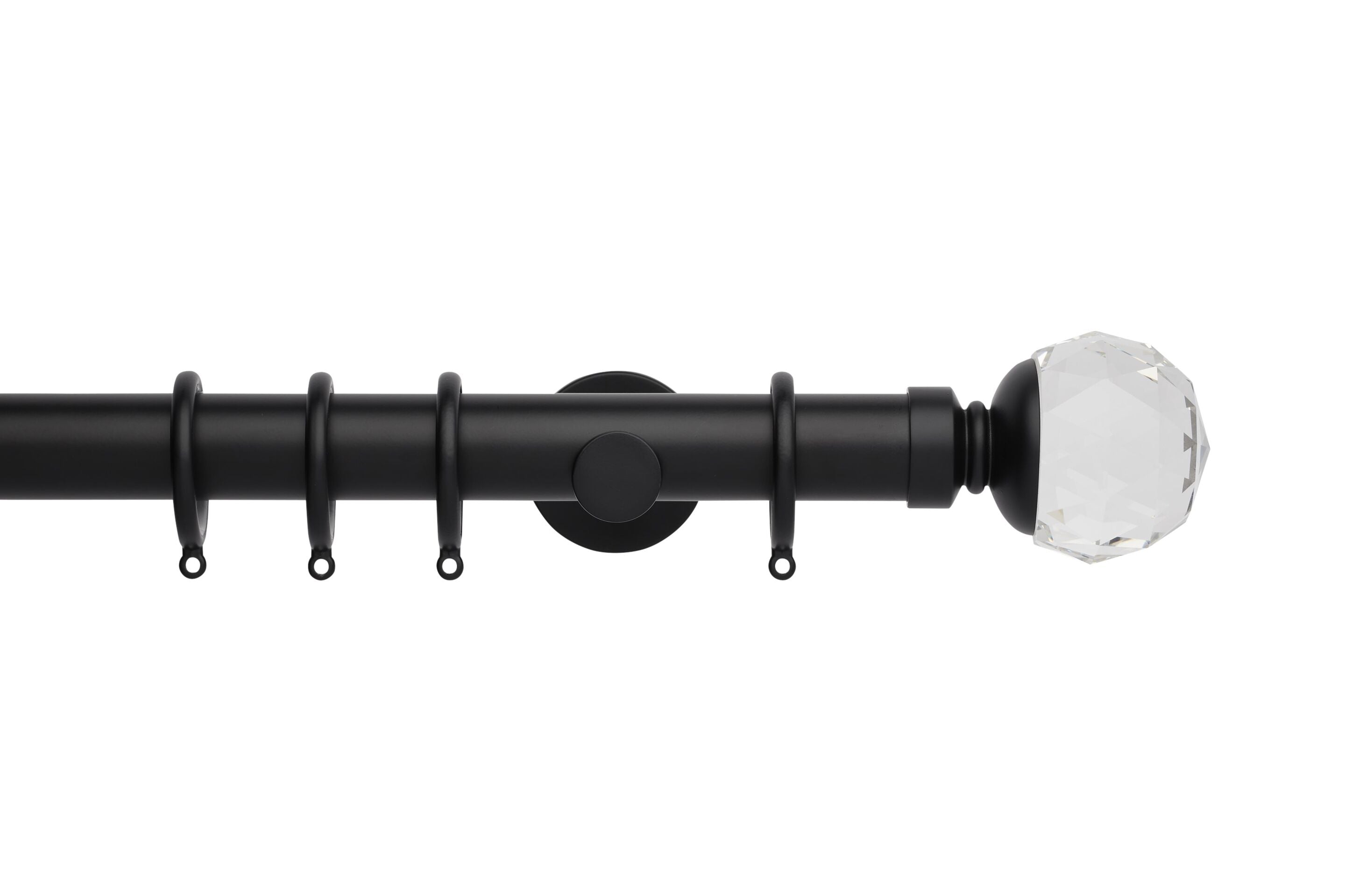 Hallis Neo Premium Matt Black Faceted Ball Curtain Pole Set - 35mm