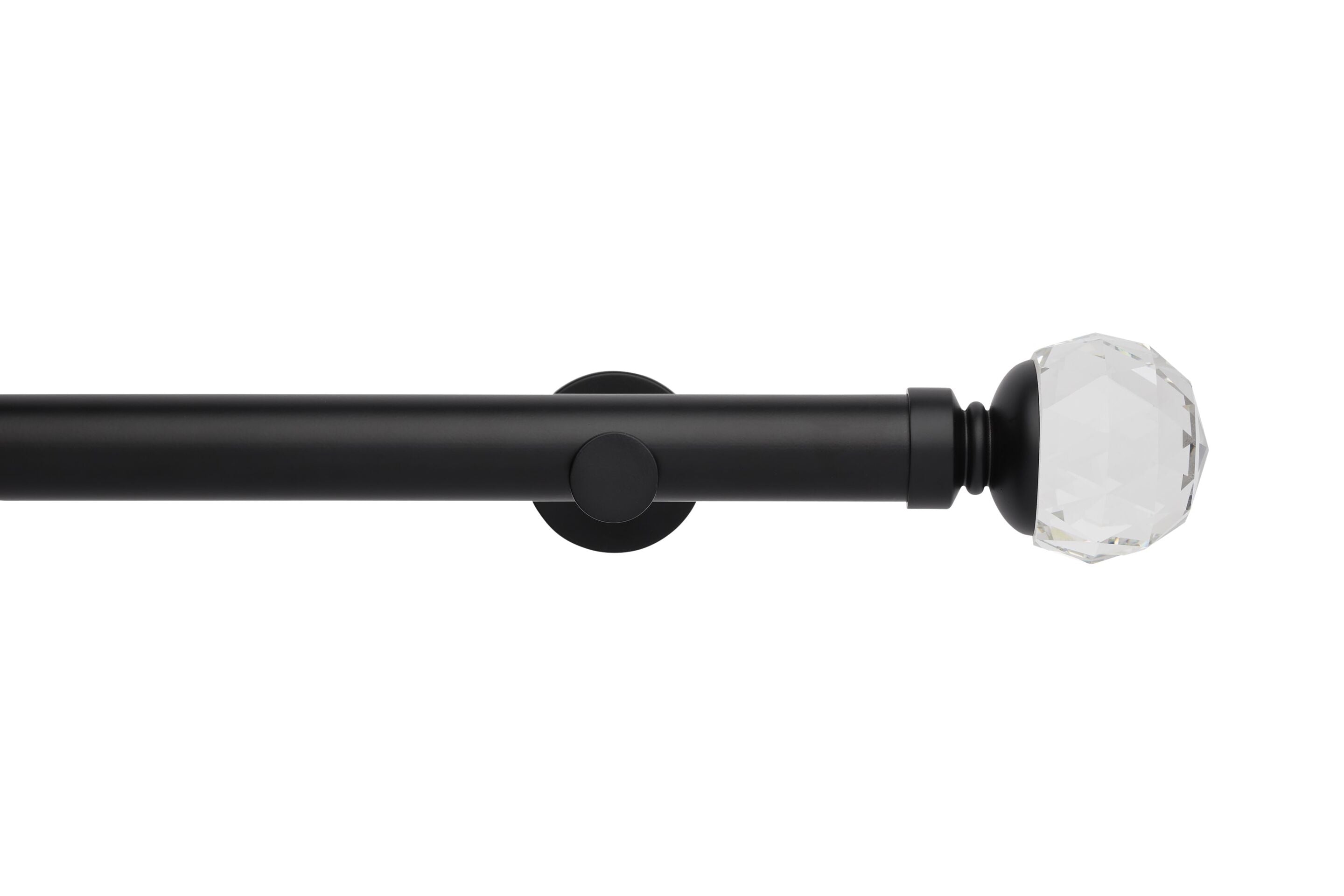 Hallis Neo Eyelet Premium Matt Black Faceted Ball Curtain Pole Set - 35mm
