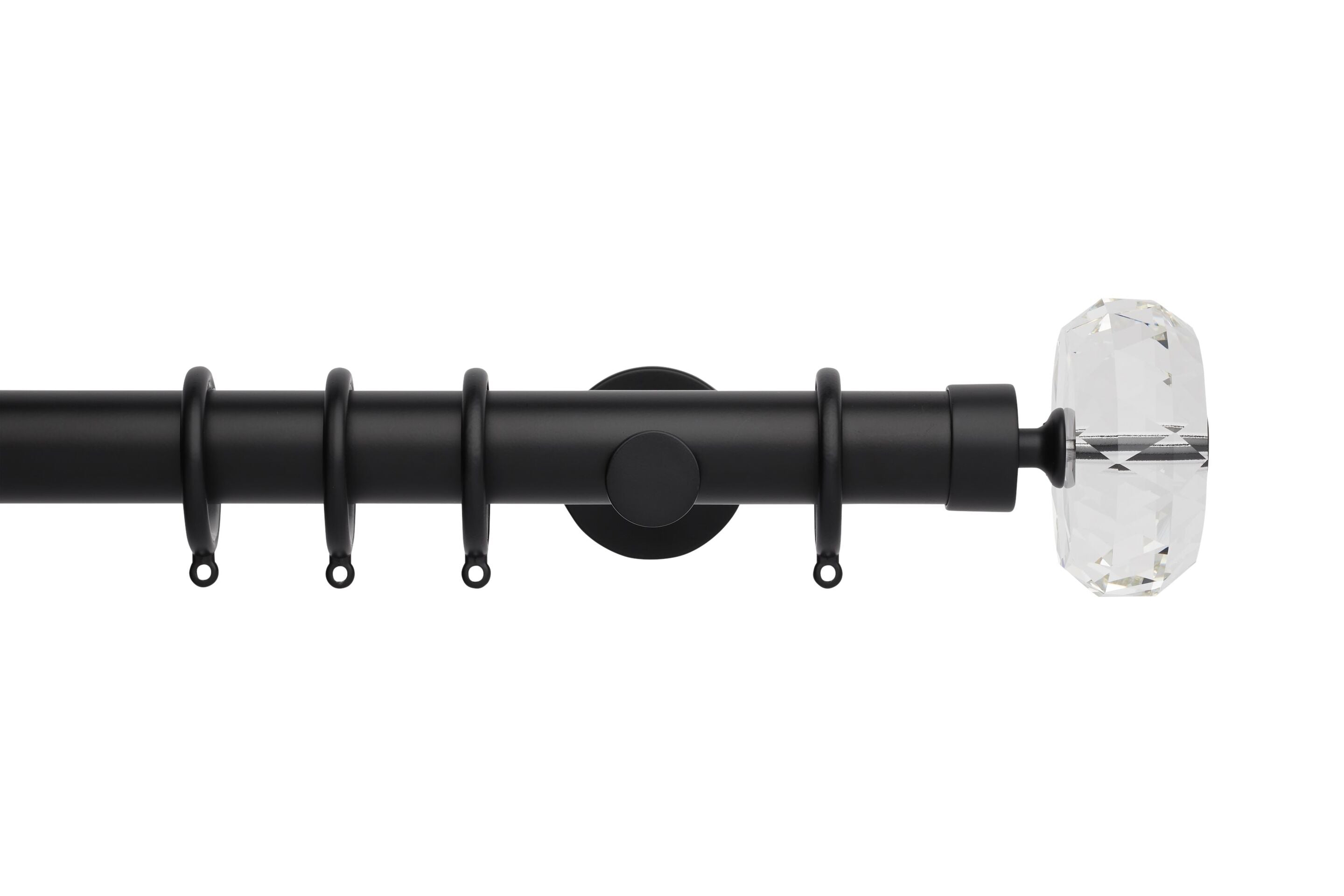 Hallis Neo Premium Matt Black Faceted Ellipse Curtain Pole Set - 35mm
